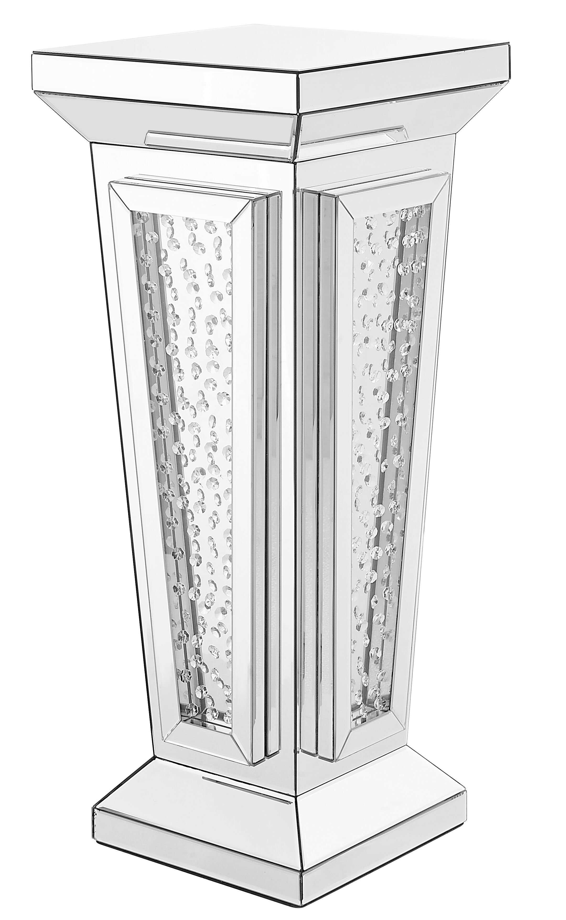 Modern 36 X 15 inch Clear Mirror and Crystal End Table 