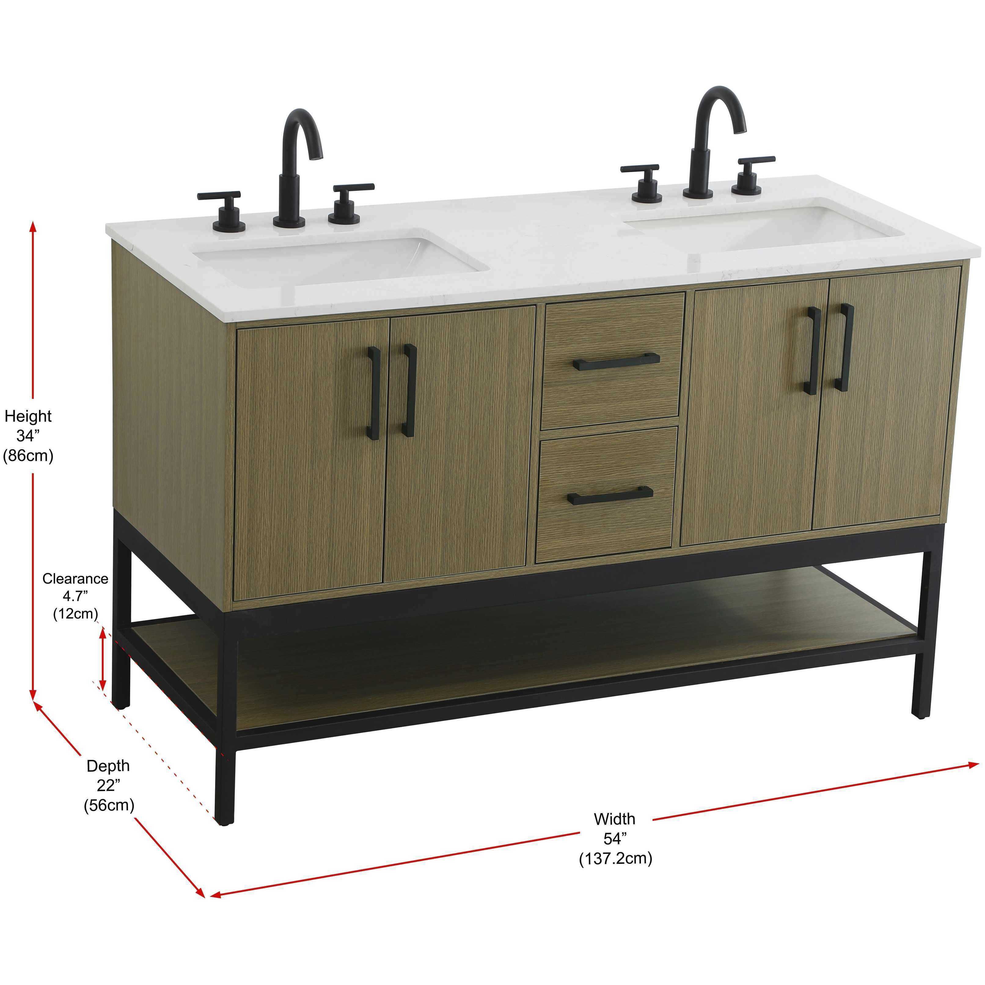 Lennox 54 X 34 inch Chestnut Brown Bathroom Vanity Cabinet