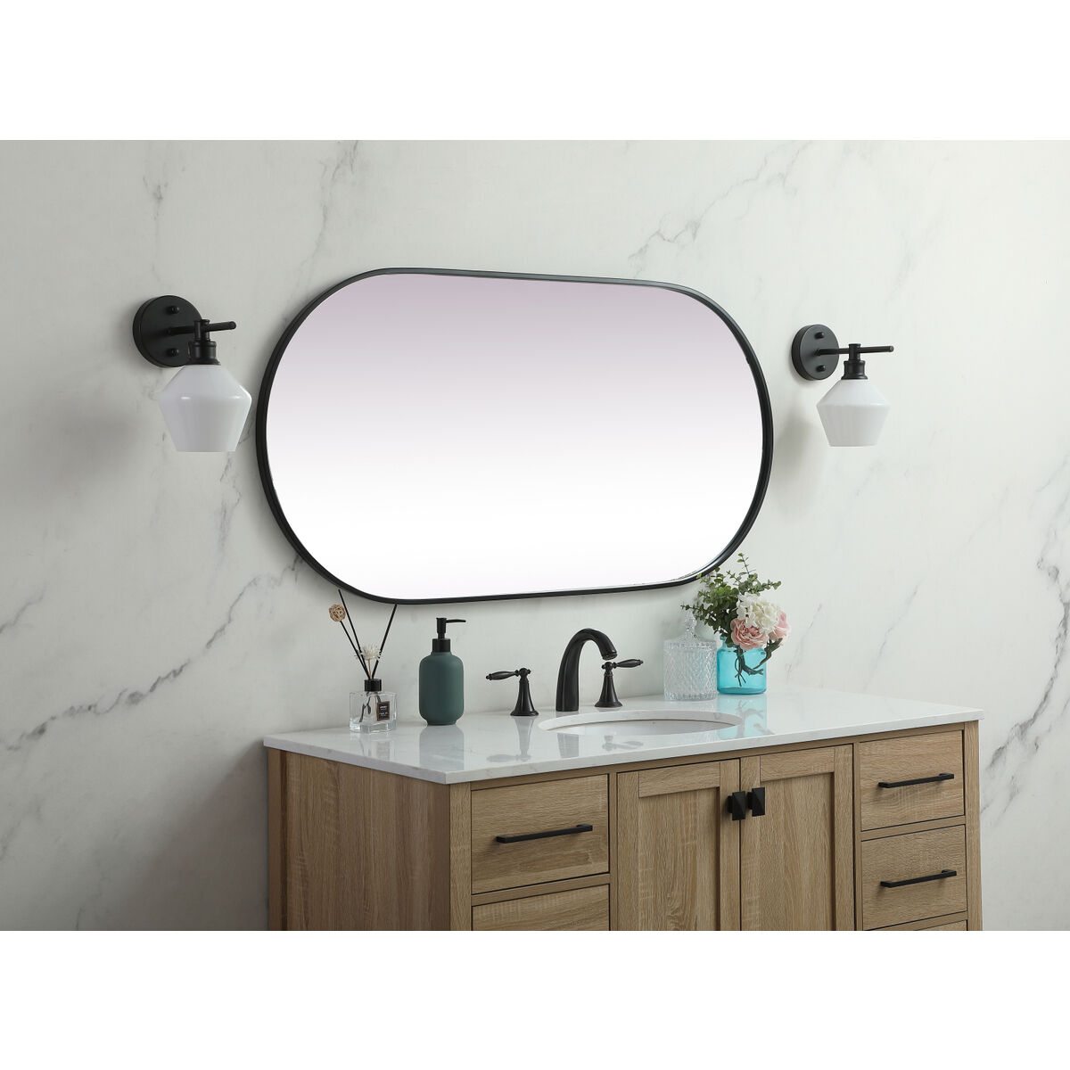 Asha 48 X 24 inch Black Mirror in 24 x 48