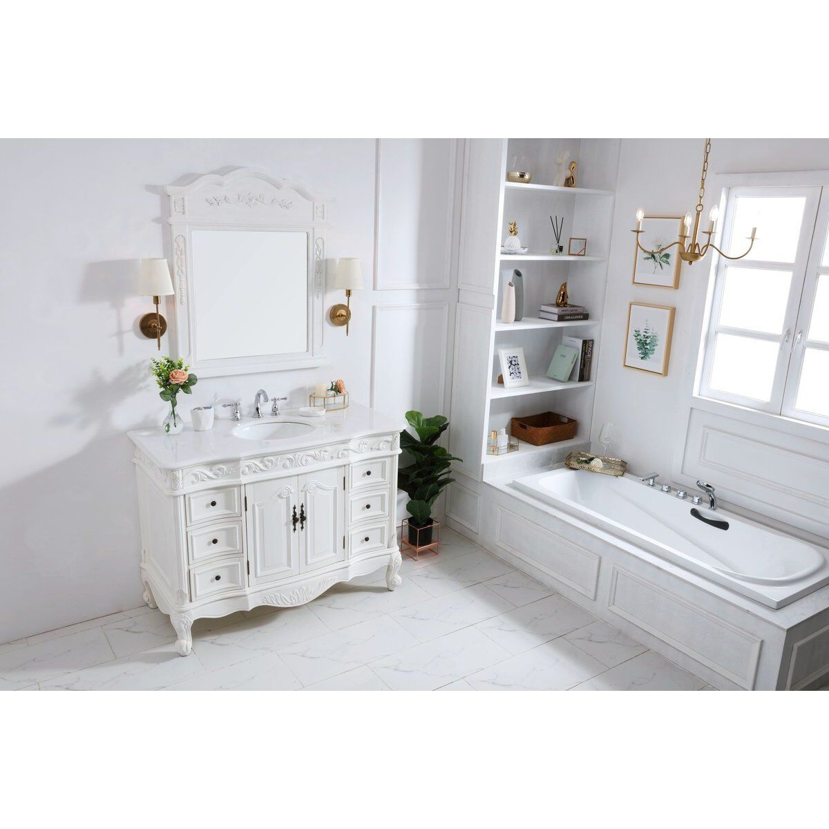 Oakland 48 X 22 X 36 inch Antique White Vanity Sink Set