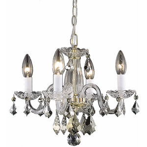 Rococo 4 Light 15 inch Gold Dining Chandelier Ceiling Light in Clear