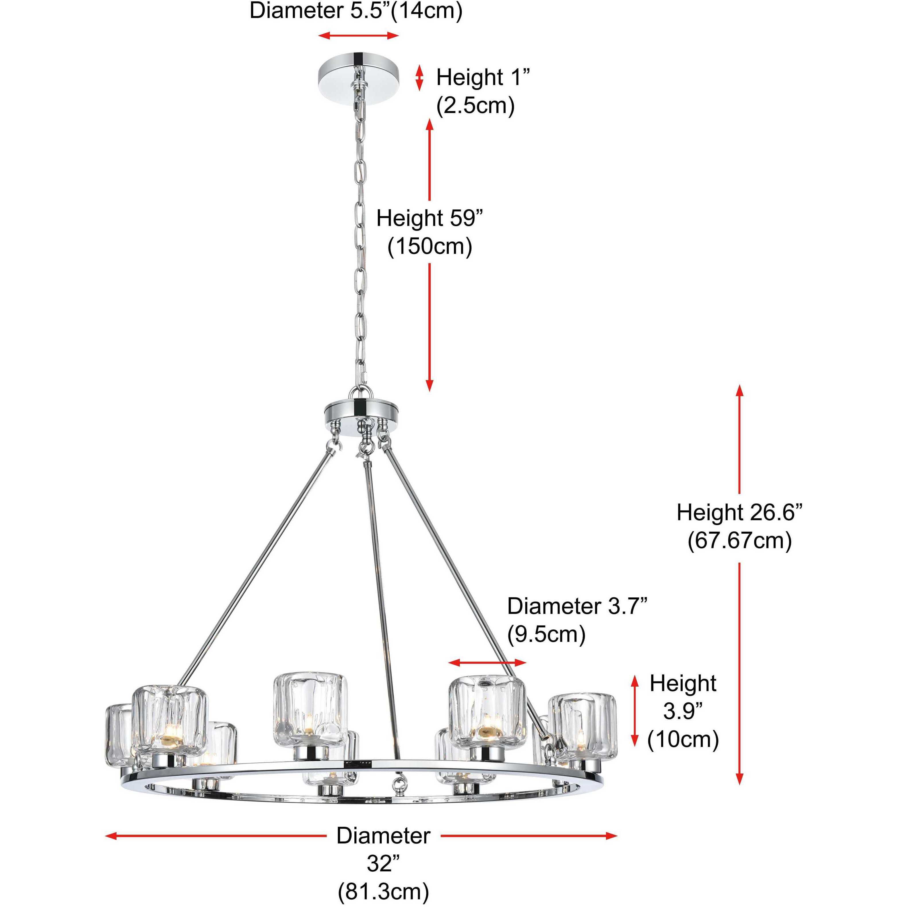 Cadence 9 Light 32 inch Chrome Chandelier Ceiling Light