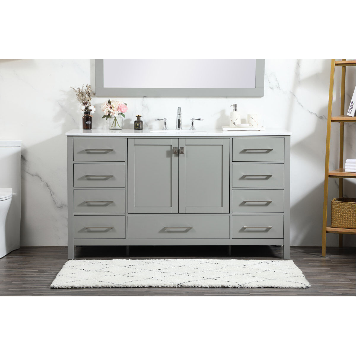 Irene 60 X 22 X 34 inch Grey Vanity Sink Set