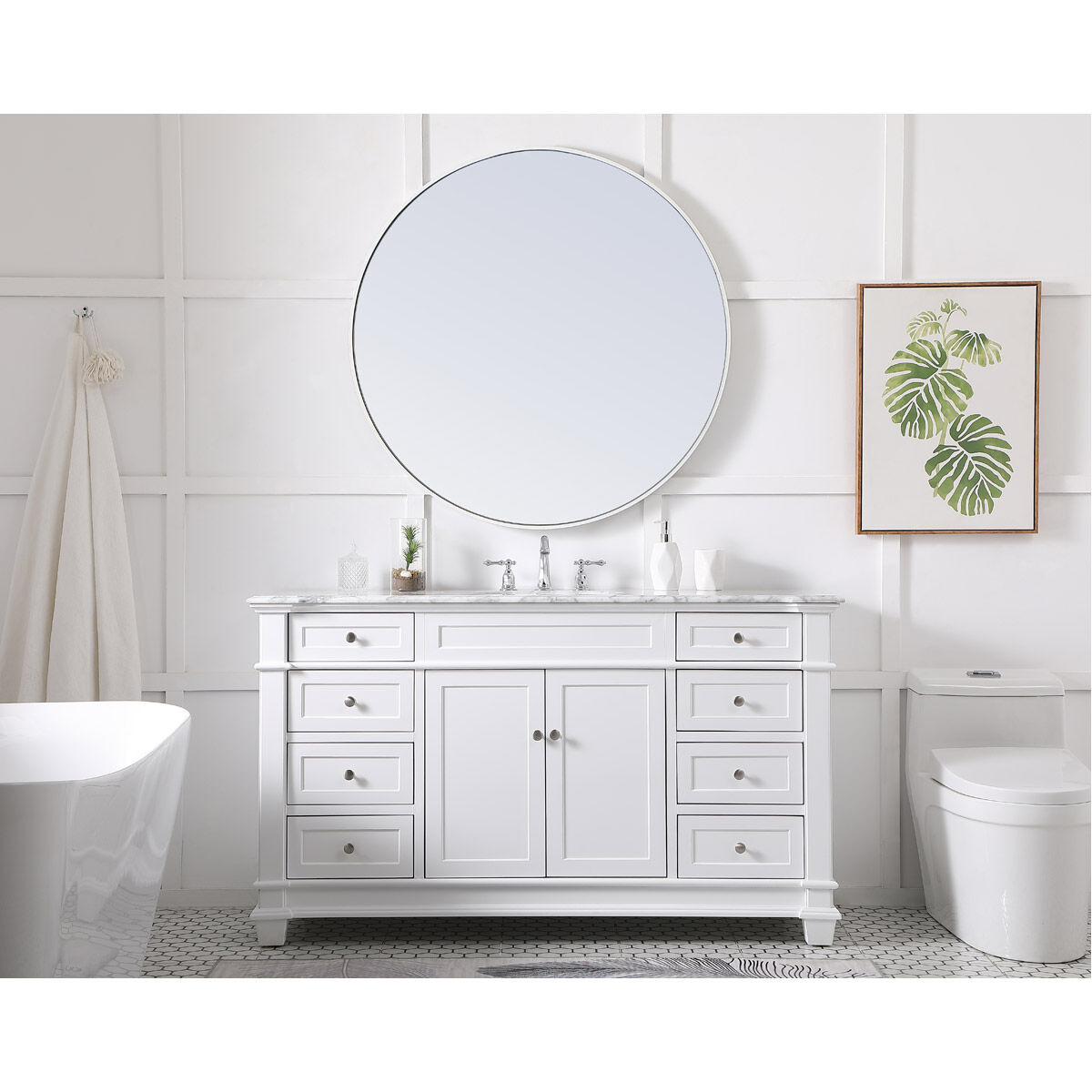 Wesley 60 X 22 X 35 inch White Vanity Sink Set