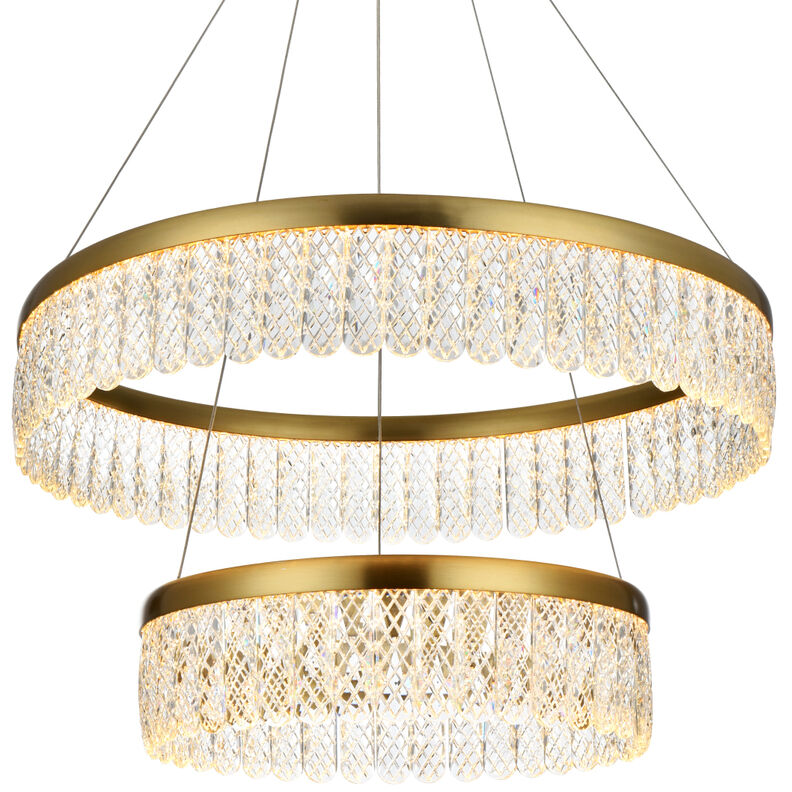 Rune 2 Light 24 inch Satin Gold Chandelier Ceiling Light