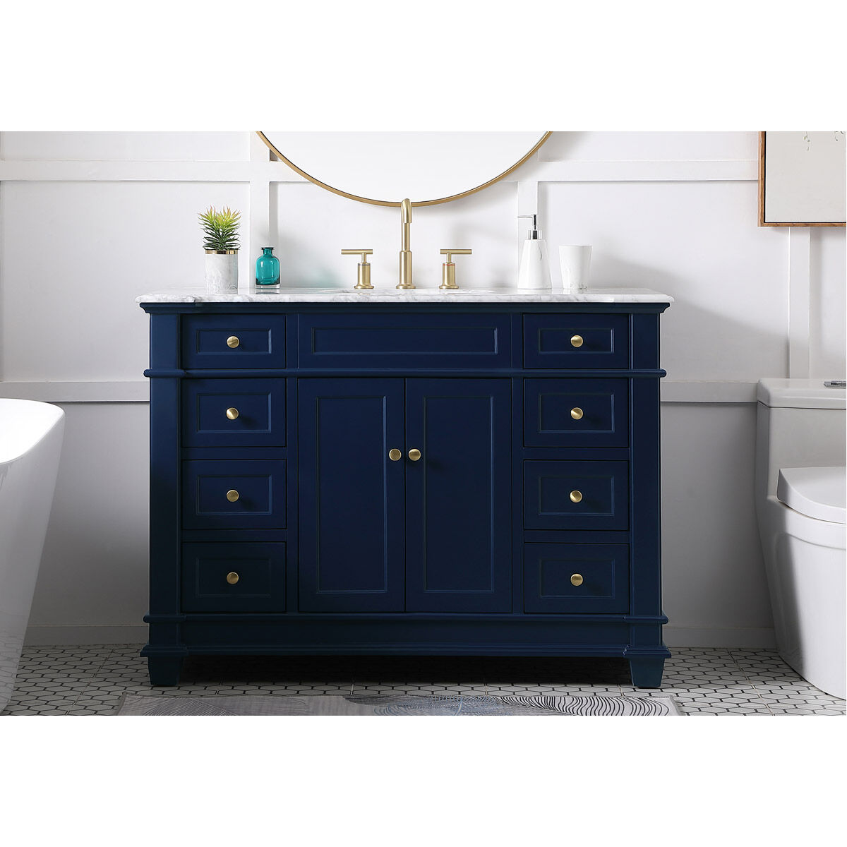 Wesley 48 X 22 X 35 inch Blue Vanity Sink Set