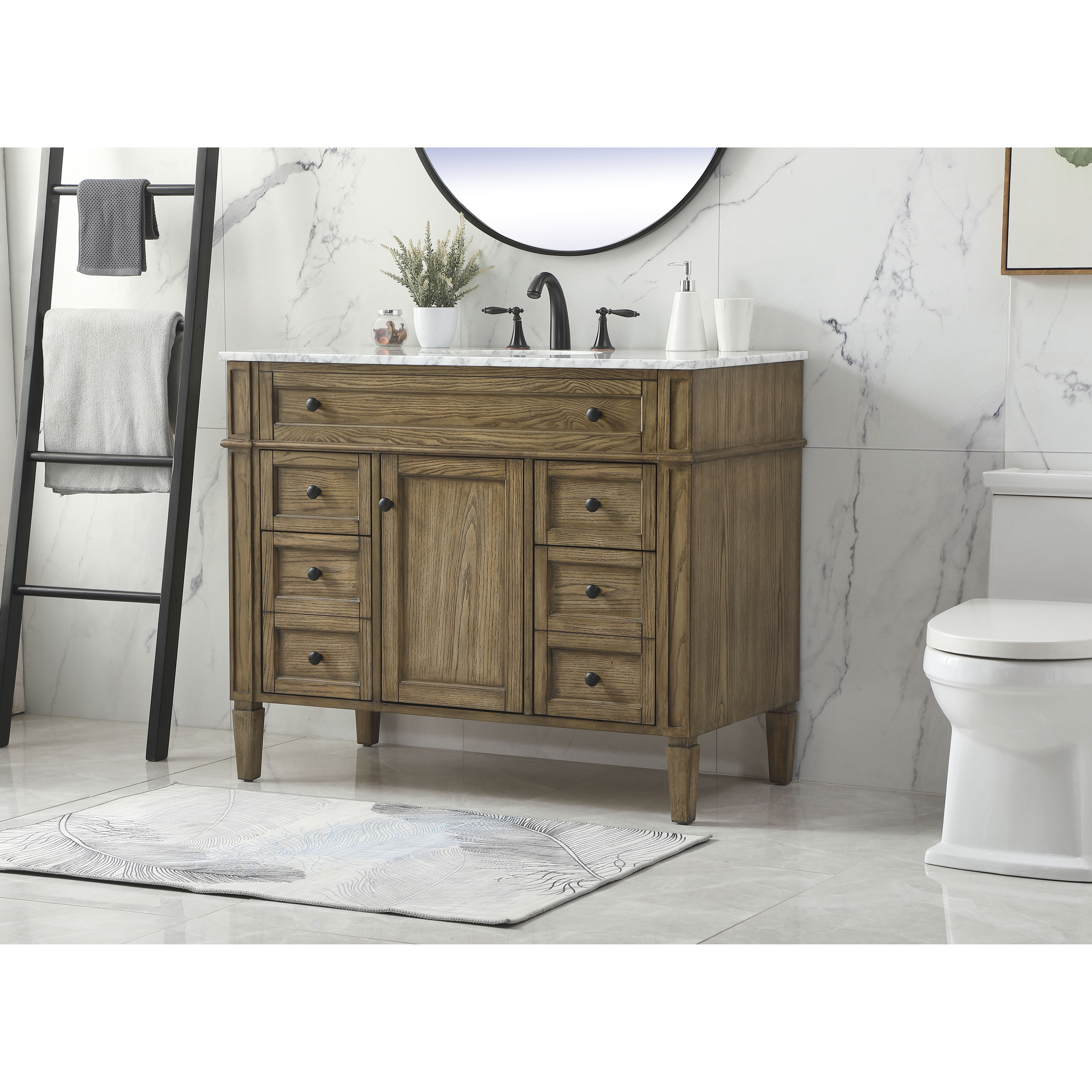 Park Avenue 42 X 21.5 X 35 inch Driftwood Vanity Sink Set in Dark Walnut