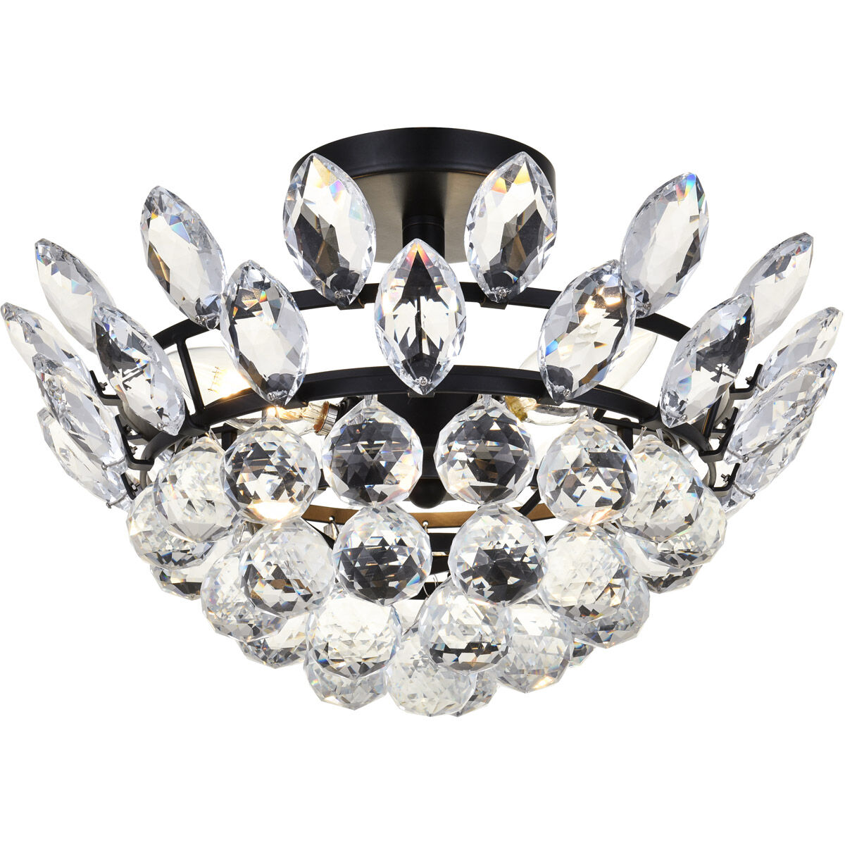 Emilia 3 Light 14 inch Black Flush Mount Ceiling Light