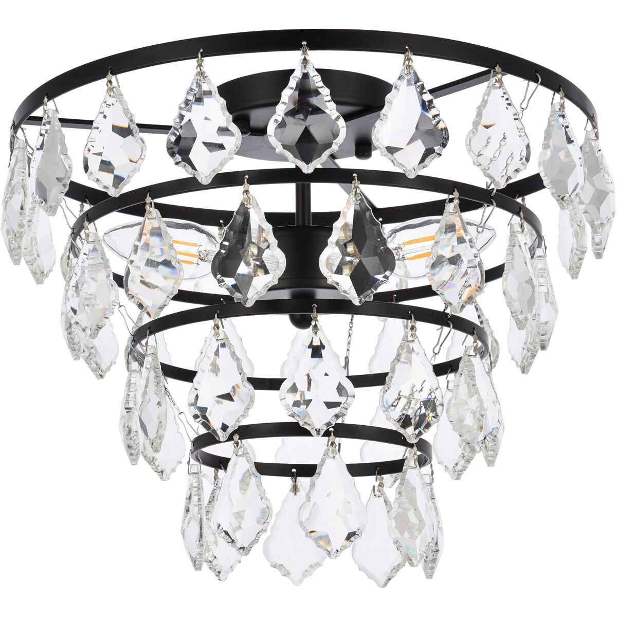 Ella 3 Light 14 inch Black Flush Mount Ceiling Light