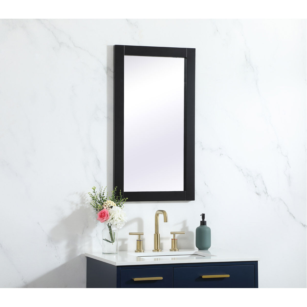Aqua 32 X 18 inch Black Vanity Mirror