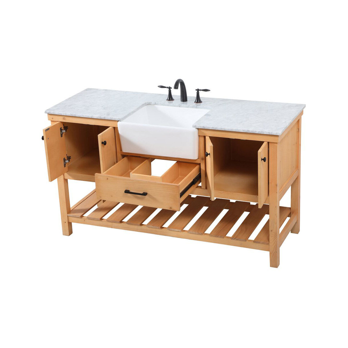 Clement 60 X 22 X 34.13 inch Natural Wood Bathroom Vanity Cabinet