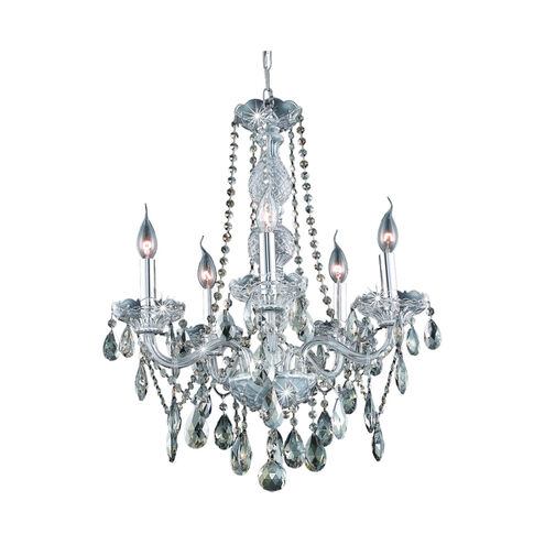 Verona 5 Light 21 inch Chrome Dining Chandelier Ceiling Light in Golden Teak, Royal Cut