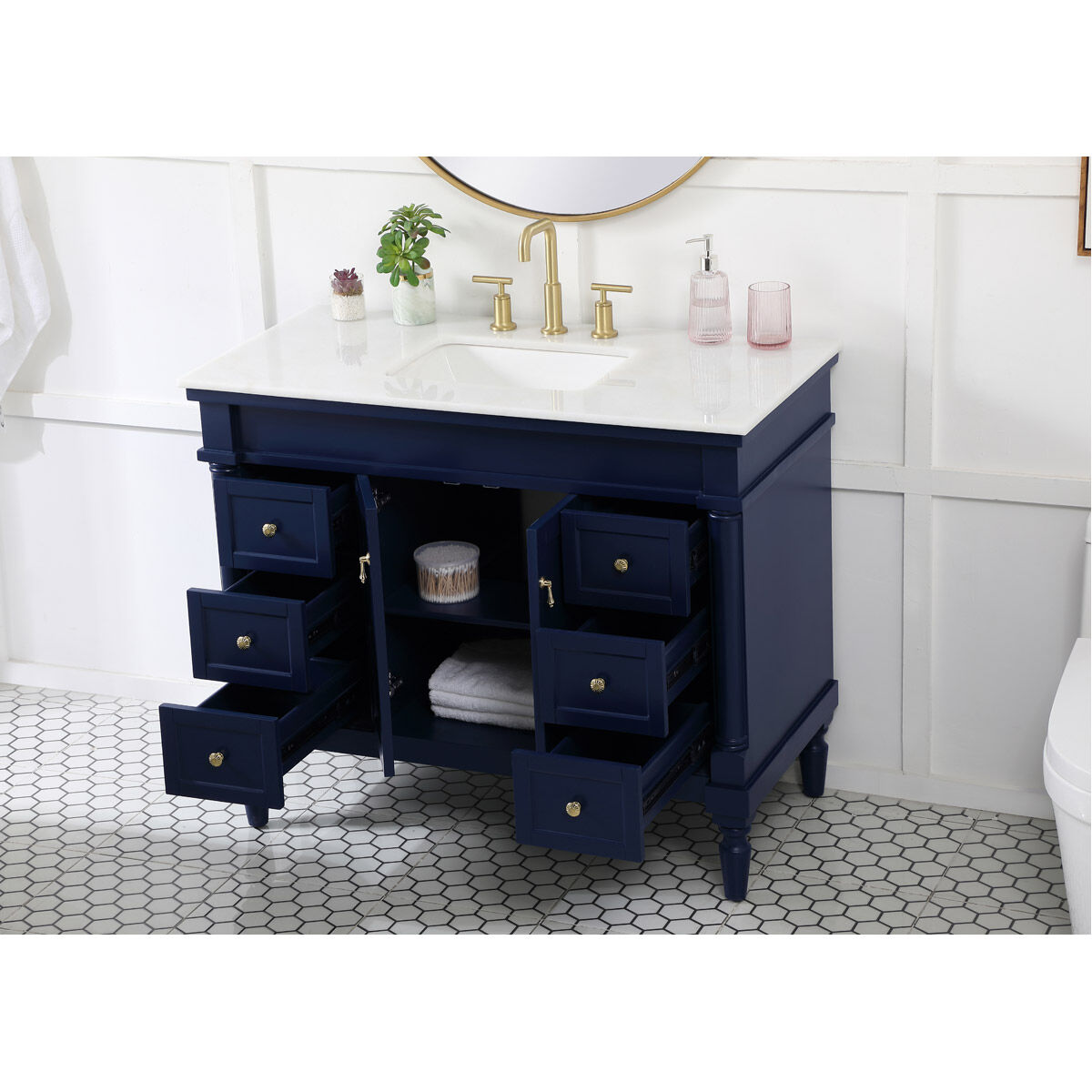Lexington 42 X 21.5 X 35 inch Blue Vanity Sink Set