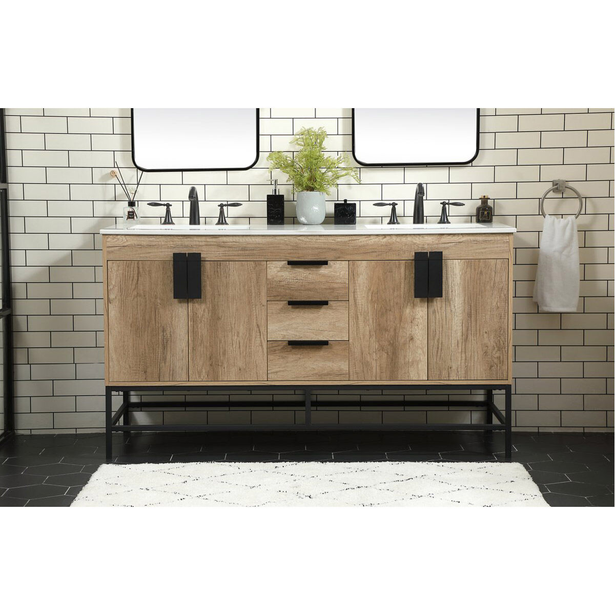 Eugene 60 X 22 X 33.5 inch Natural Oak Vanity Sink Set