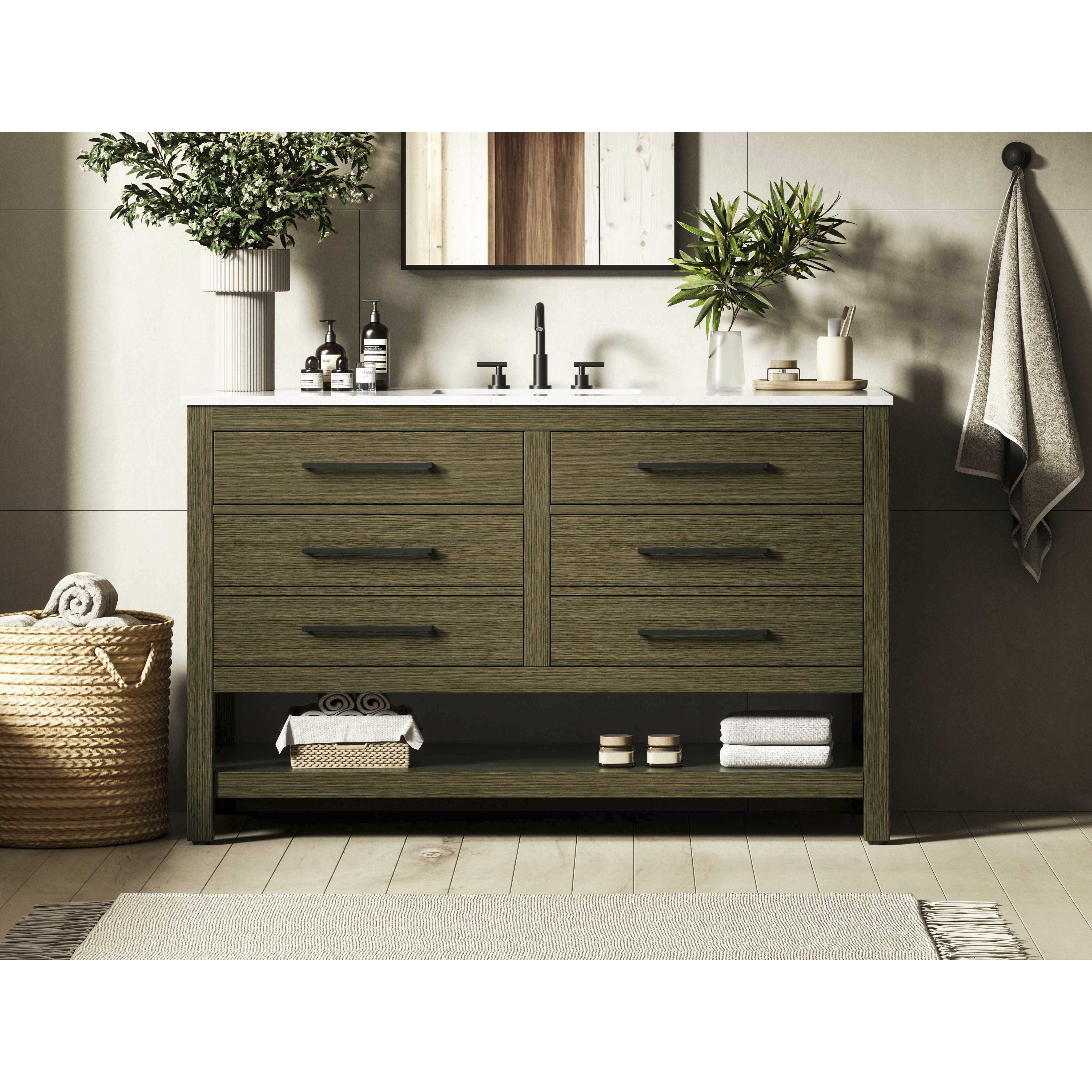 Karson 54 X 34 inch Chestnut Brown Bathroom Vanity Cabinet in 1