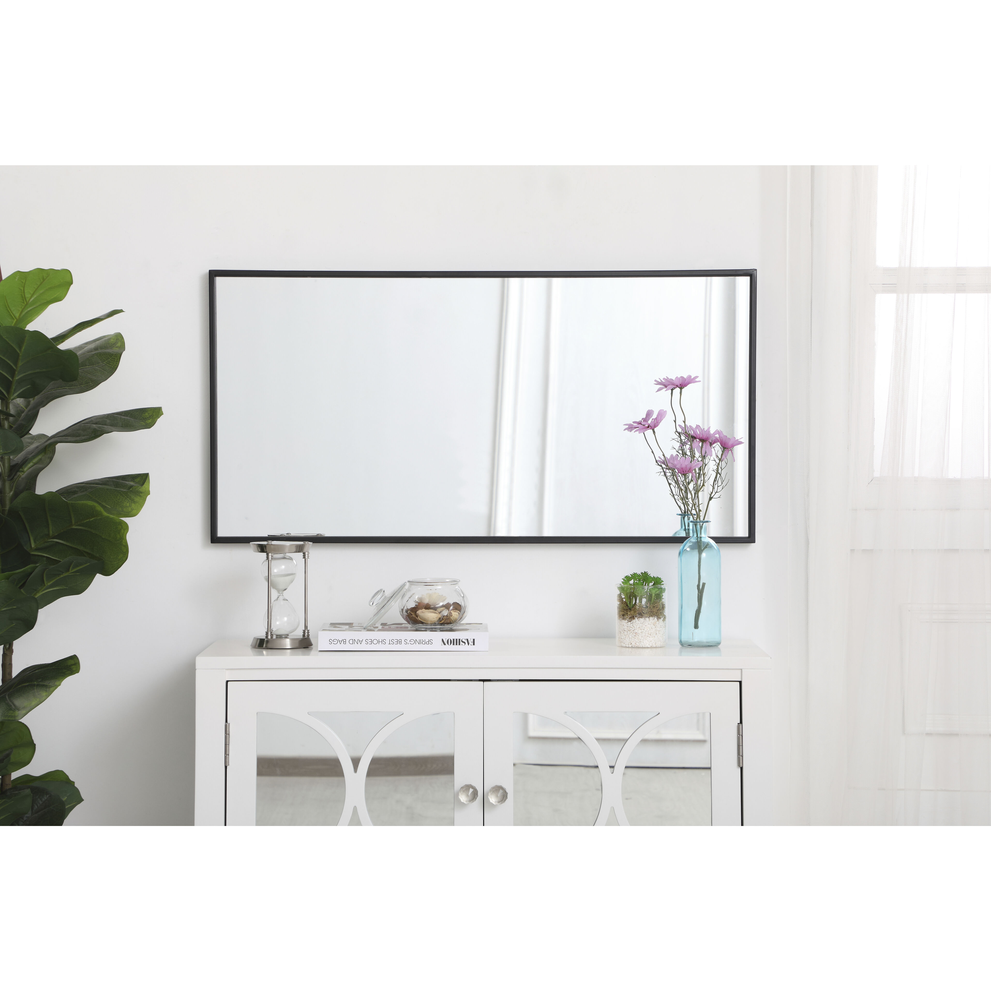 Monet 36 X 18 inch Black Wall Mirror