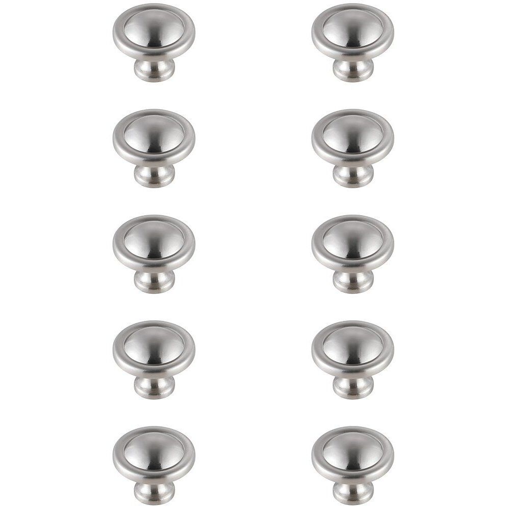 Garlande Brushed Nickel Hardware Cabinet Knob, Set of 10