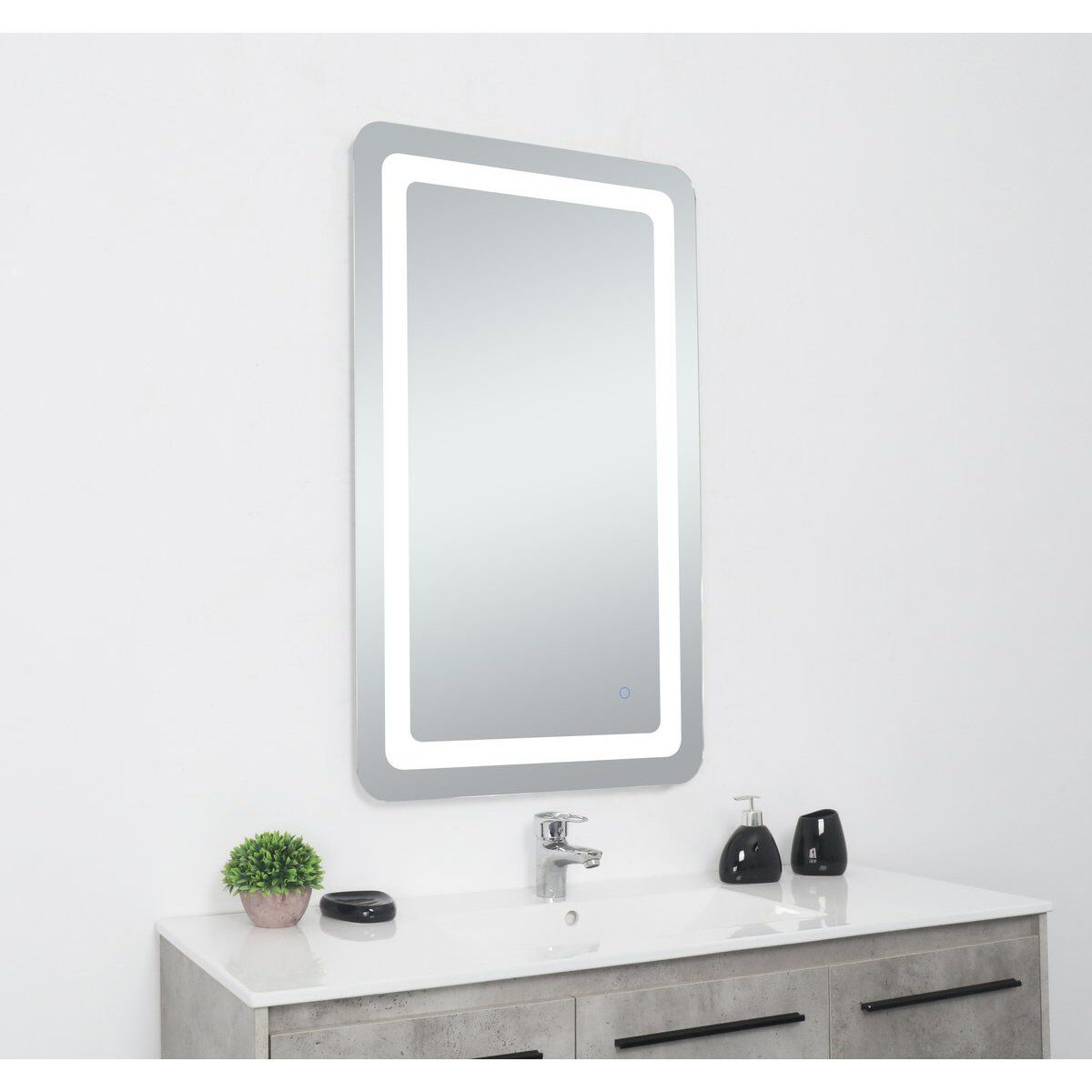 Genesis 40 X 20 inch Glossy White LED Mirror