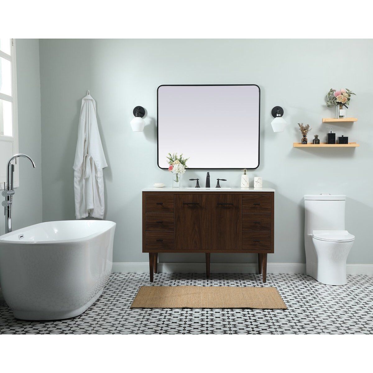 Cyrus 48 X 22 X 33.5 inch Walnut Vanity Sink Set in Not Included