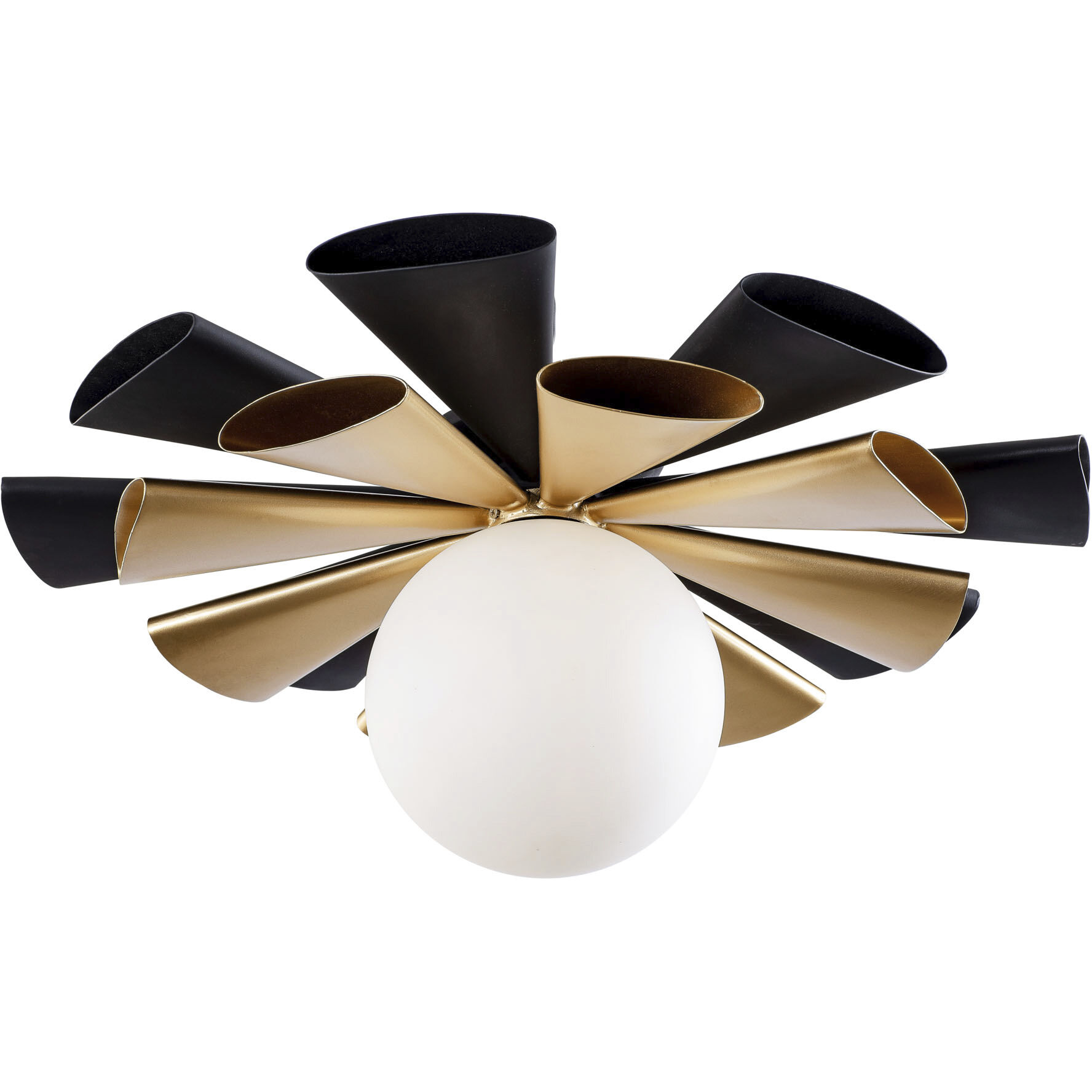 Daphne 1 Light 18 inch Matte Black and French Gold Convertible Flush Mount Ceiling Light, Smithsonian Collaboration