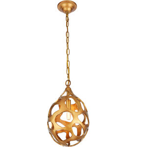 Bombay 1 Light 10 inch Gilded Gold Chandelier Ceiling Light, Urban Classic
