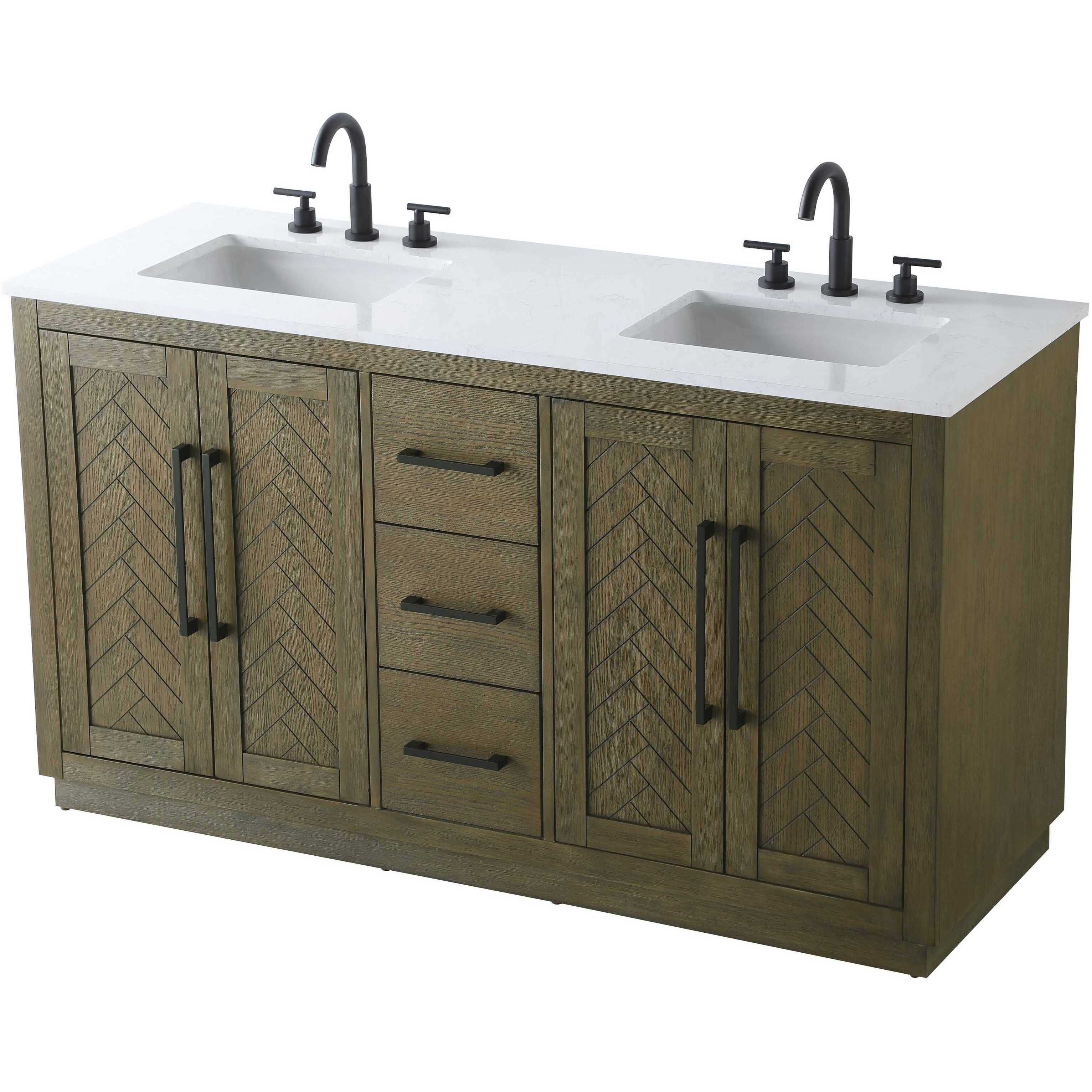 Chase 60 X 34 inch Hazel Oak Bathroom Vanity Cabinet