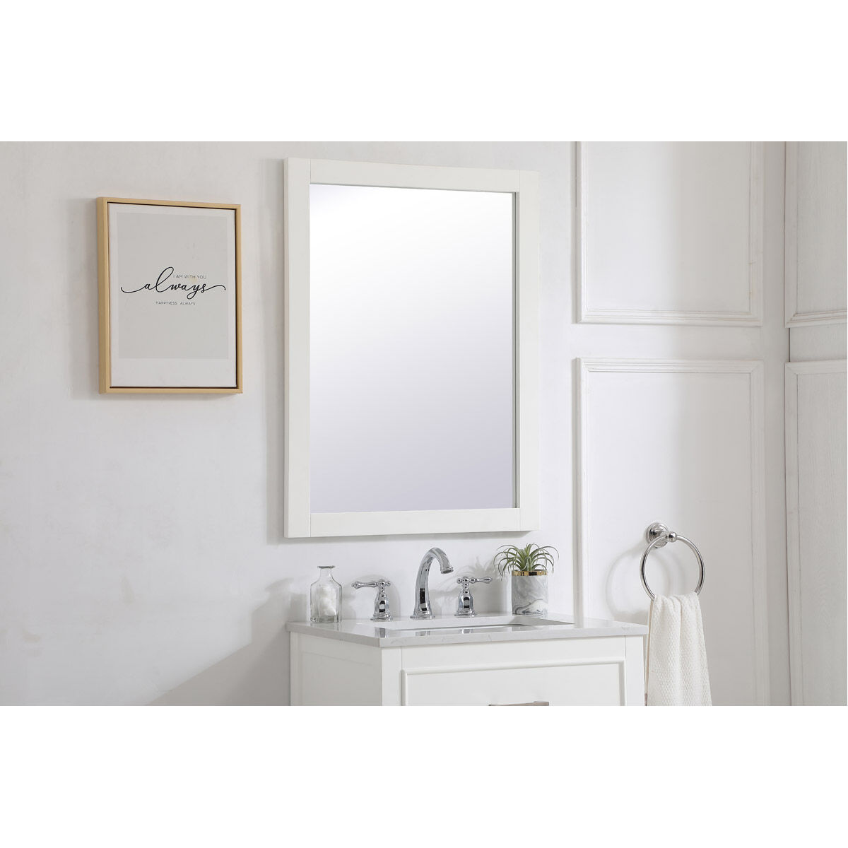 Aqua 32 X 24 inch White Wall Mirror