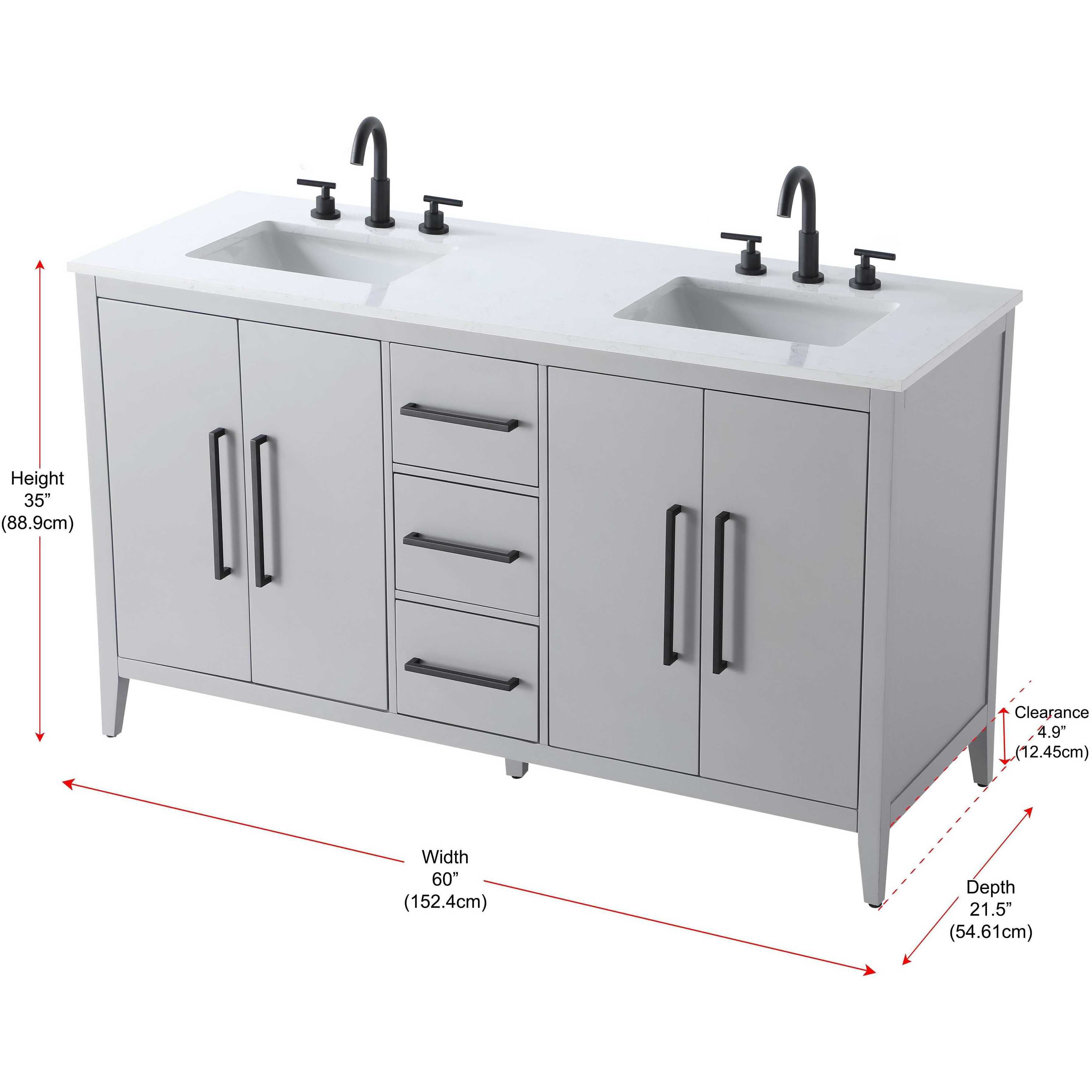 Millie 60 X 35 inch Grey Bathroom Vanity Cabinet