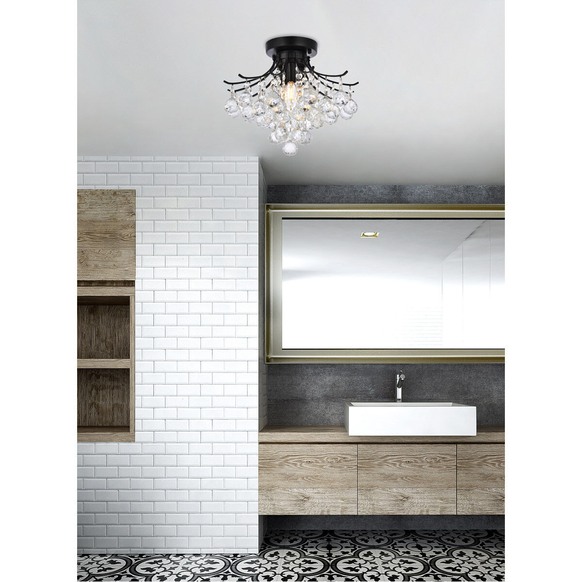 Toureg 3 Light 16 inch Black and Clear Flush Mount Ceiling Light