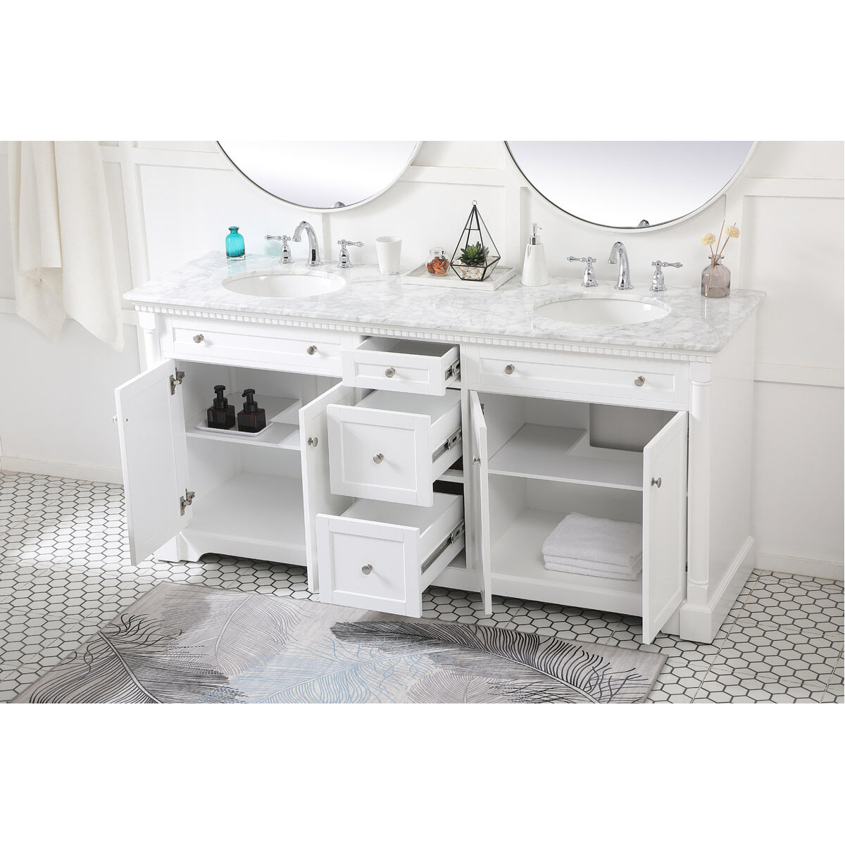 Clarence 72 X 22 X 35 inch White Vanity Sink Set