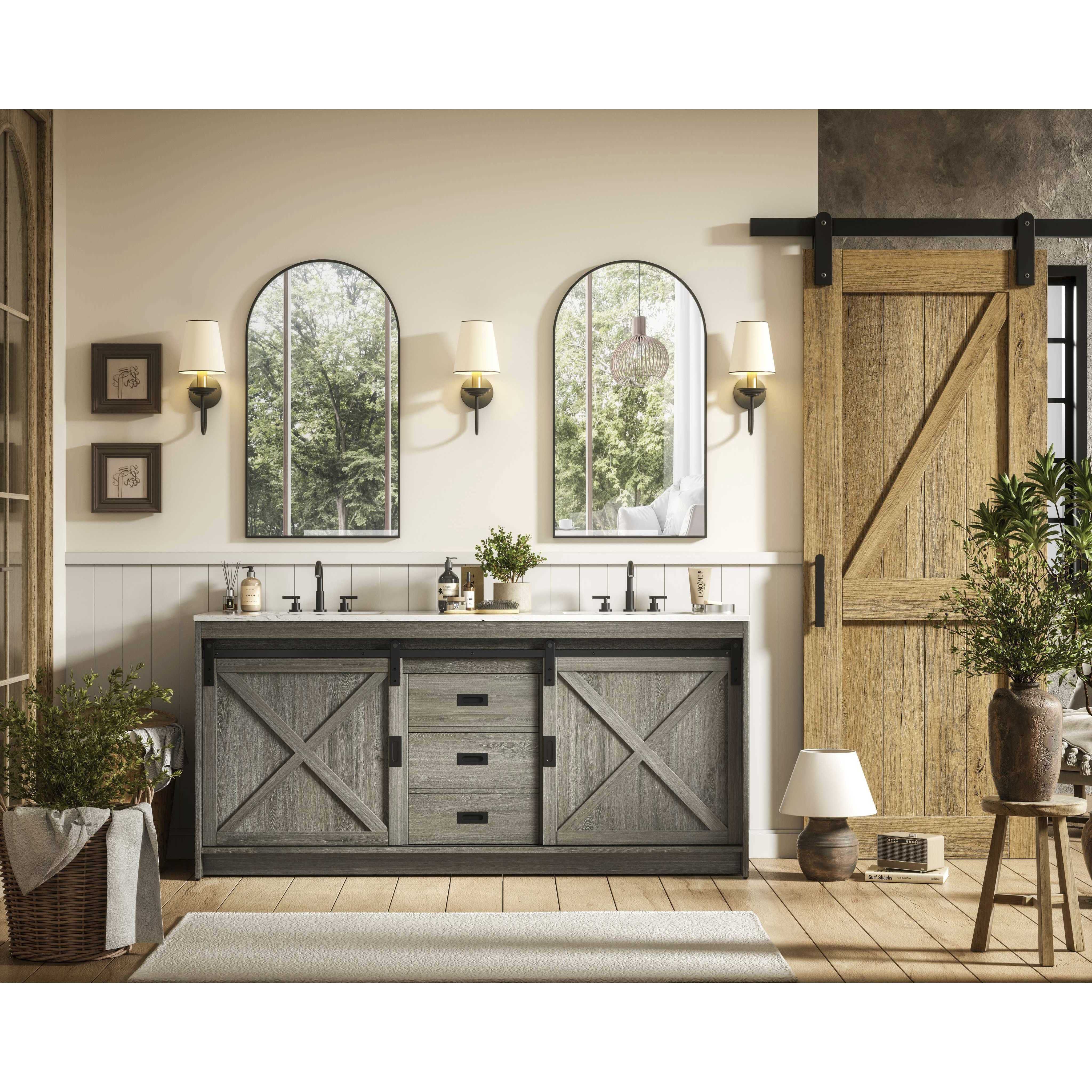 Austin 72 X 34 inch Rustic Grey Bathroom Vanity Cabinet
