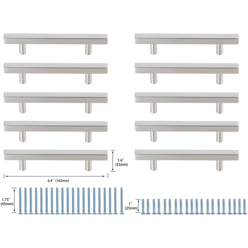 Dior Brushed Nickel Hardware Drawer Pull, Set of 10