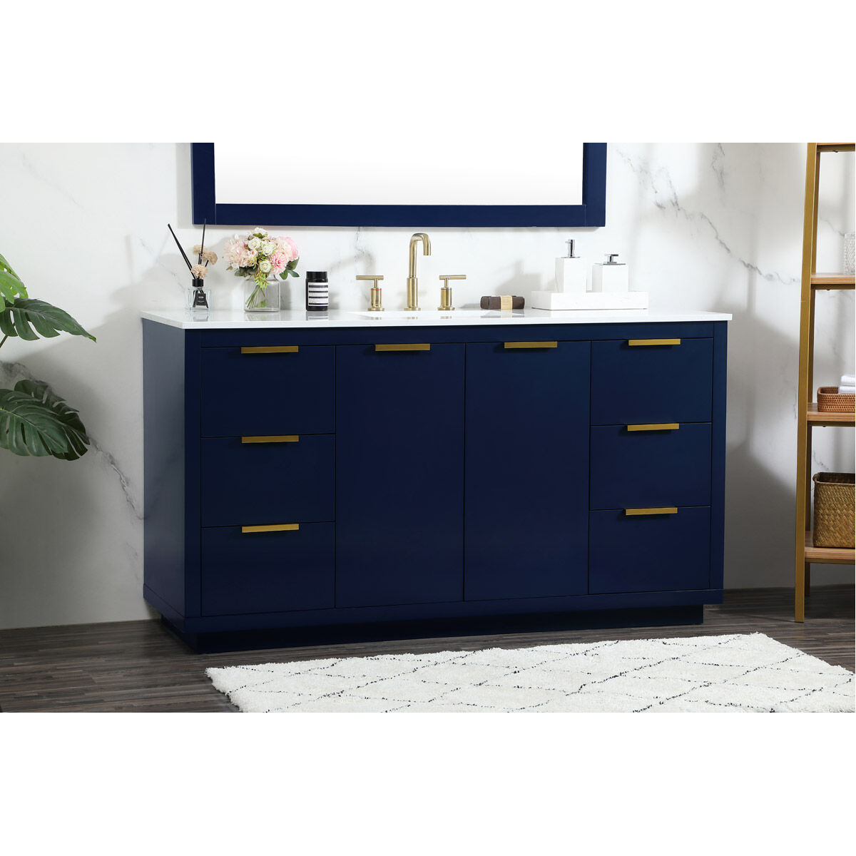 Blake 60 X 22 X 34 inch Blue Vanity Sink Set
