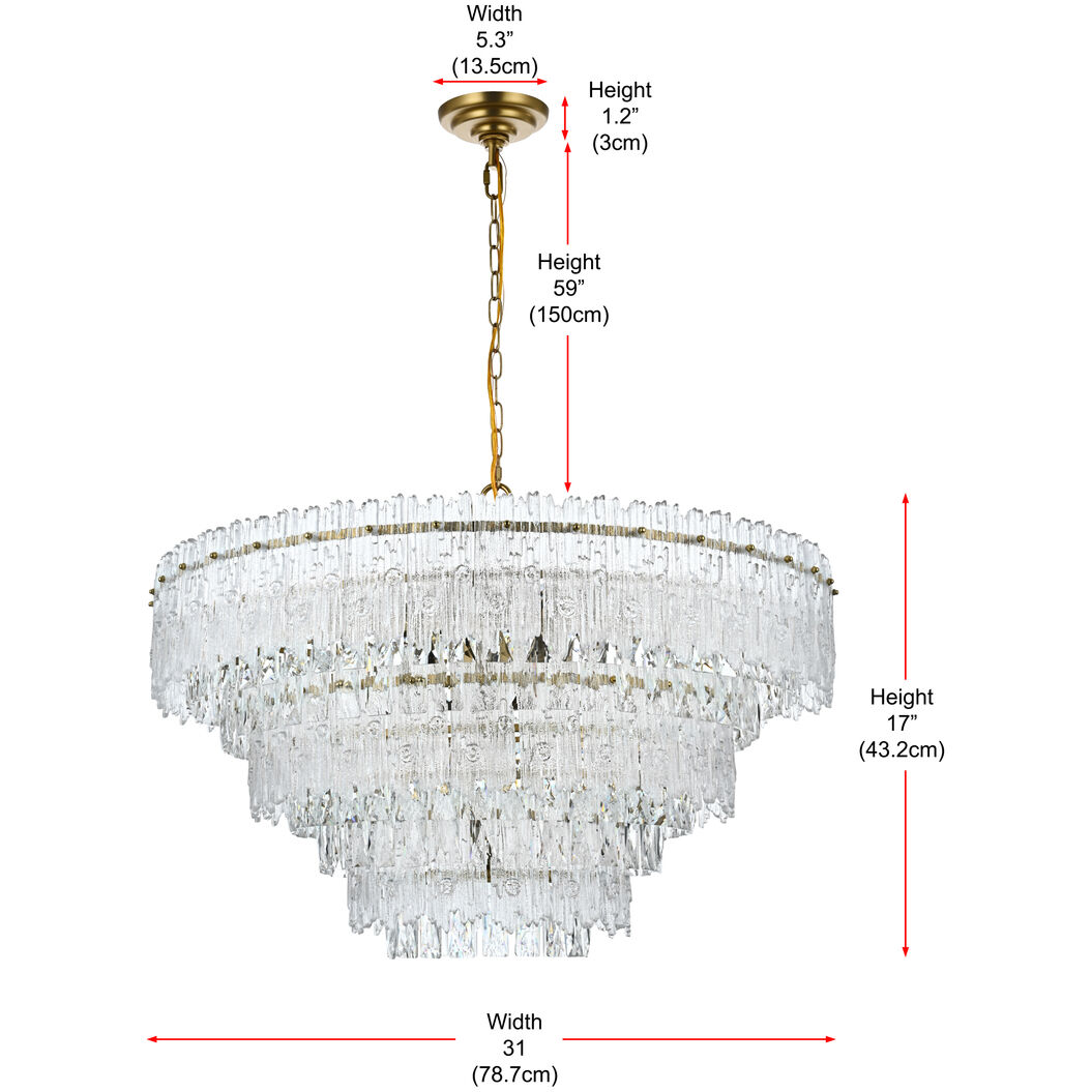 Emilia 10 Light 31 inch Satin Gold Pendant Ceiling Light