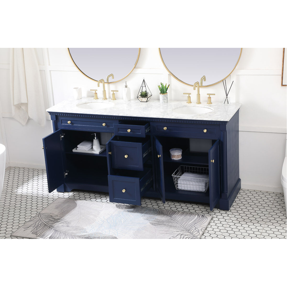 Clarence 72 X 21.5 X 35 inch Blue Vanity Sink Set