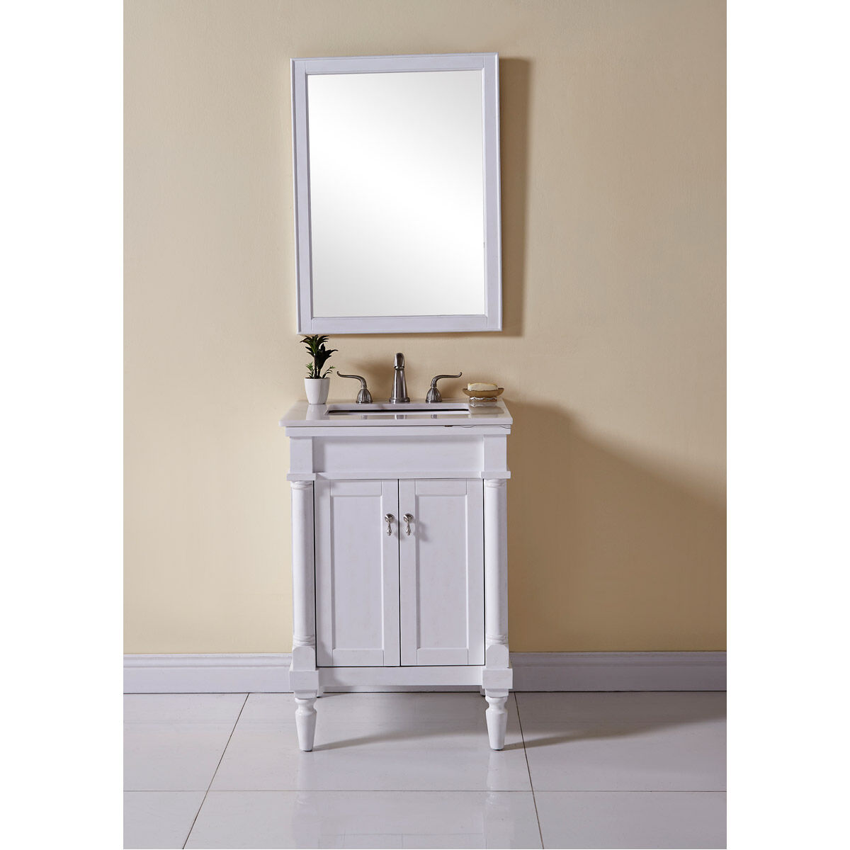 Lexington 24 X 21 X 35 inch Antique White with White Marble Vanity Set