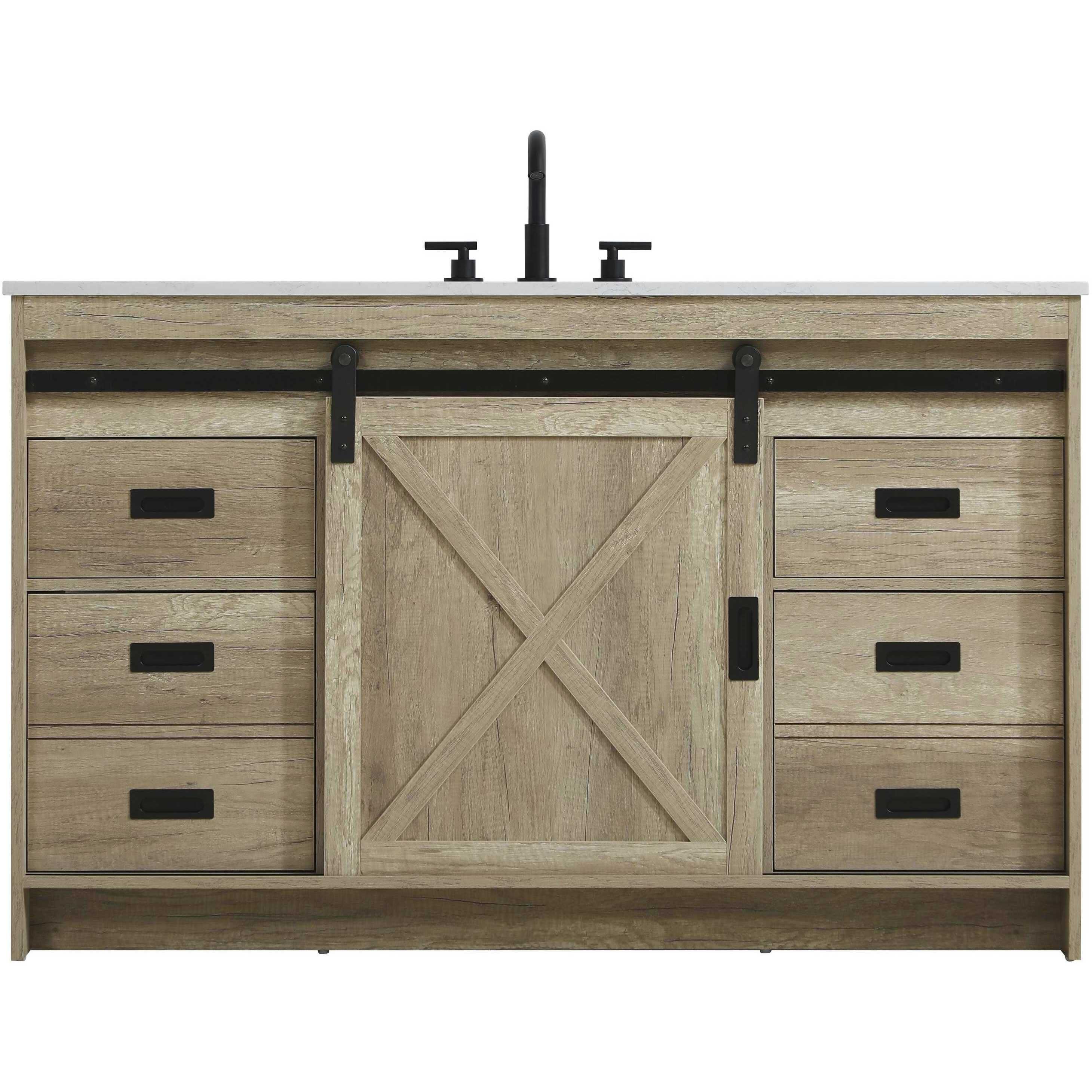 Austin 54 X 34 inch Natural Oak Bathroom Vanity Cabinet