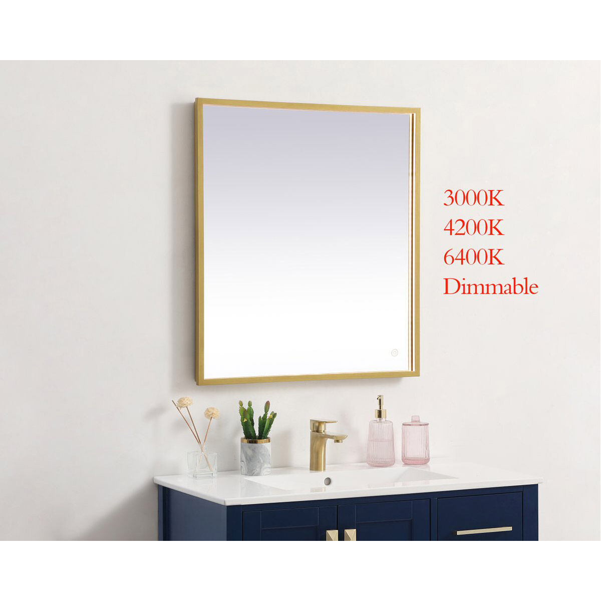 Pier 36 X 24 inch Brass LED Mirror
