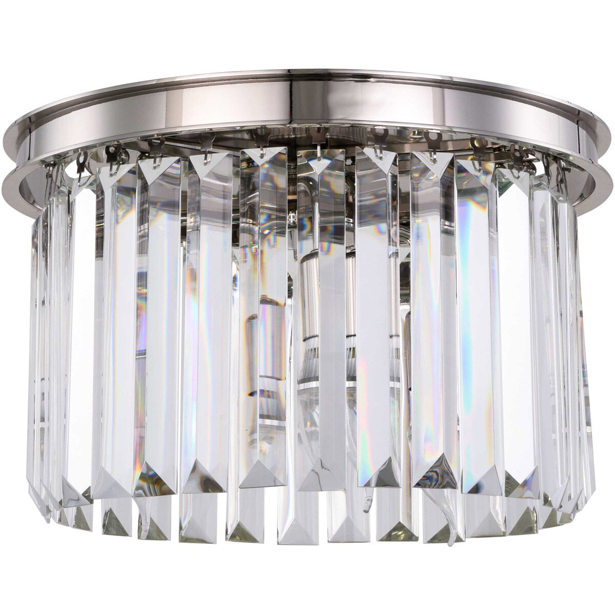 Sydney 3 Light 16 inch Polished nickel Flush Mount Ceiling Light in Clear, Urban Classic