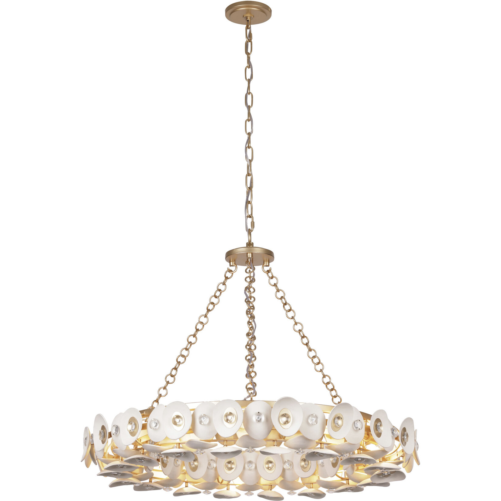 Niu 10 Light 34.5 inch Coconut Shell Gold / Coconut Shell White Pendant Ceiling Light