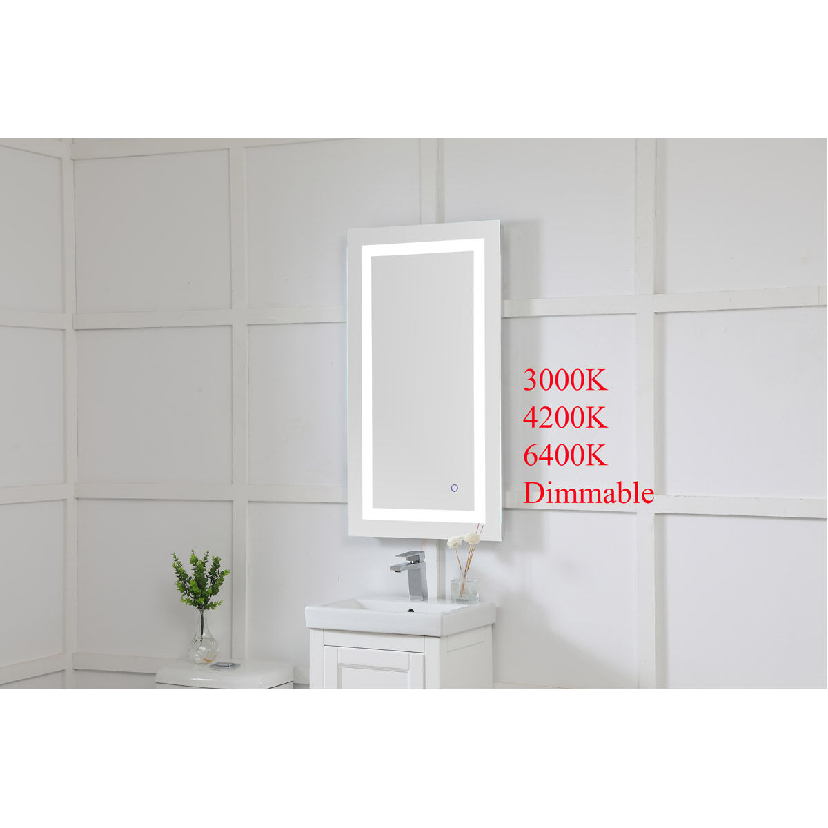 Helios 36 X 20 inch Silver Lighted Wall Mirror