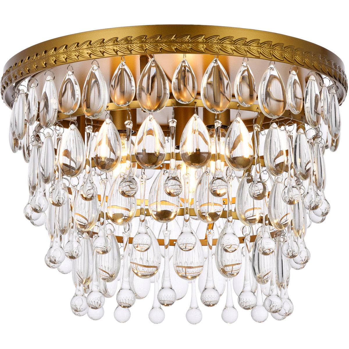 Nordic 3 Light 15 inch Brass Flush Mount Ceiling Light