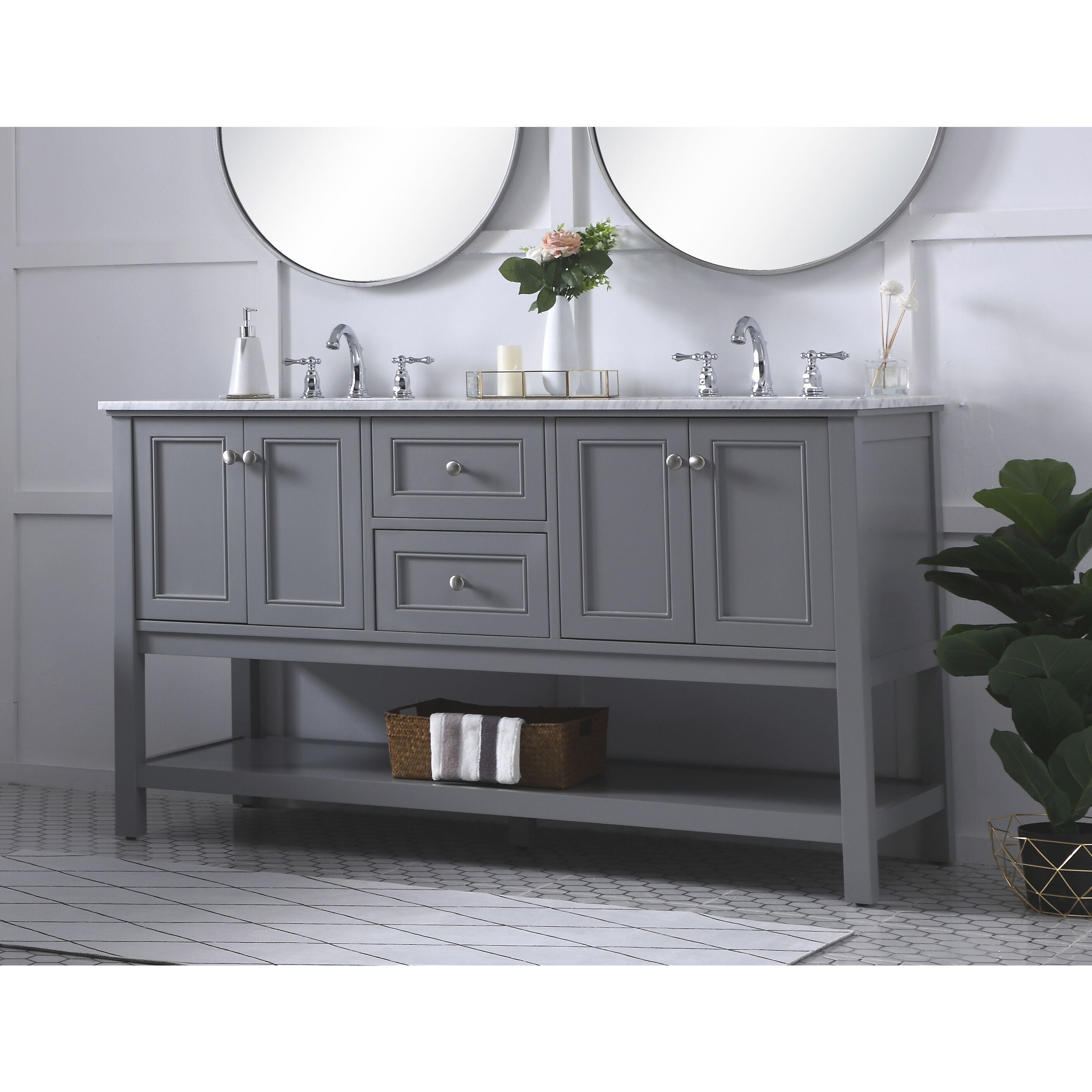 Metropolis 60 X 22 X 34 inch Grey Vanity Sink Set