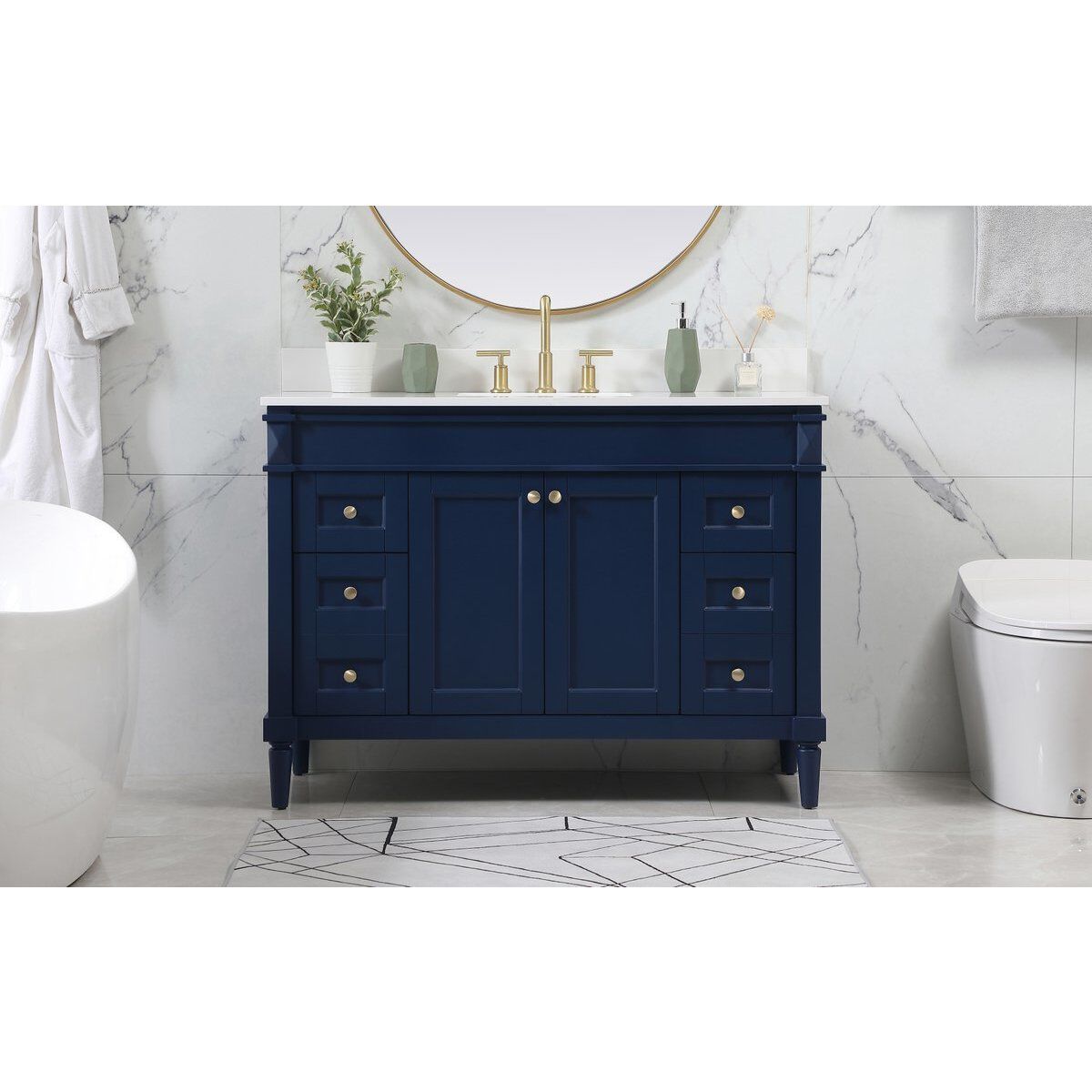 Bennett 48 X 21 X 35 inch Blue Vanity Sink Set in Included