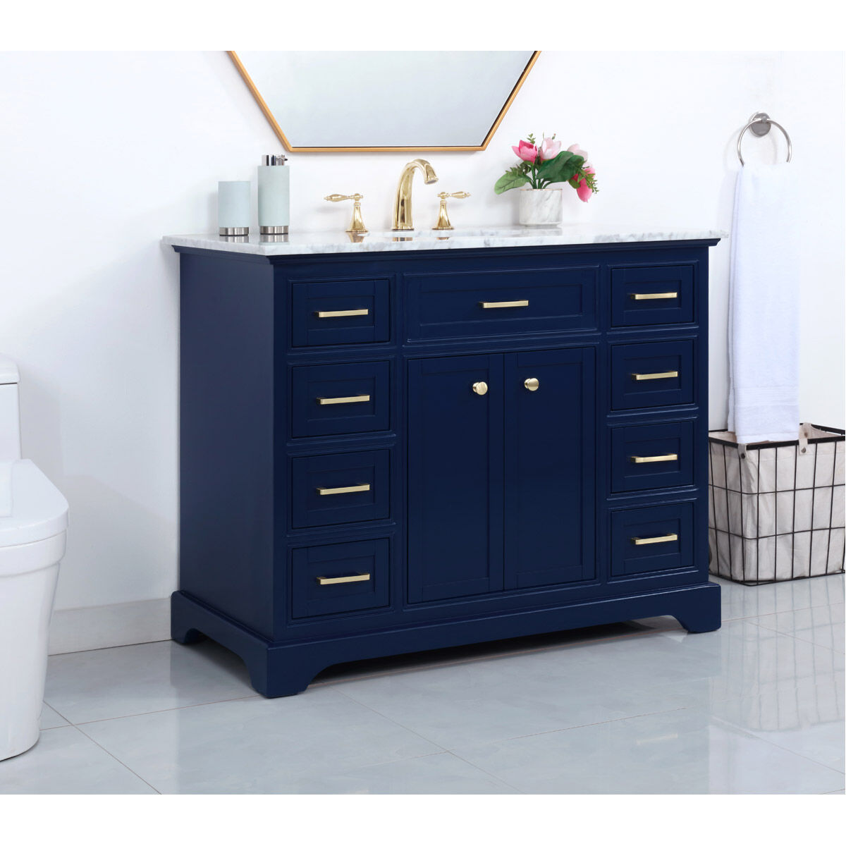 Americana 42 X 22 X 35 inch Blue Vanity Sink Set
