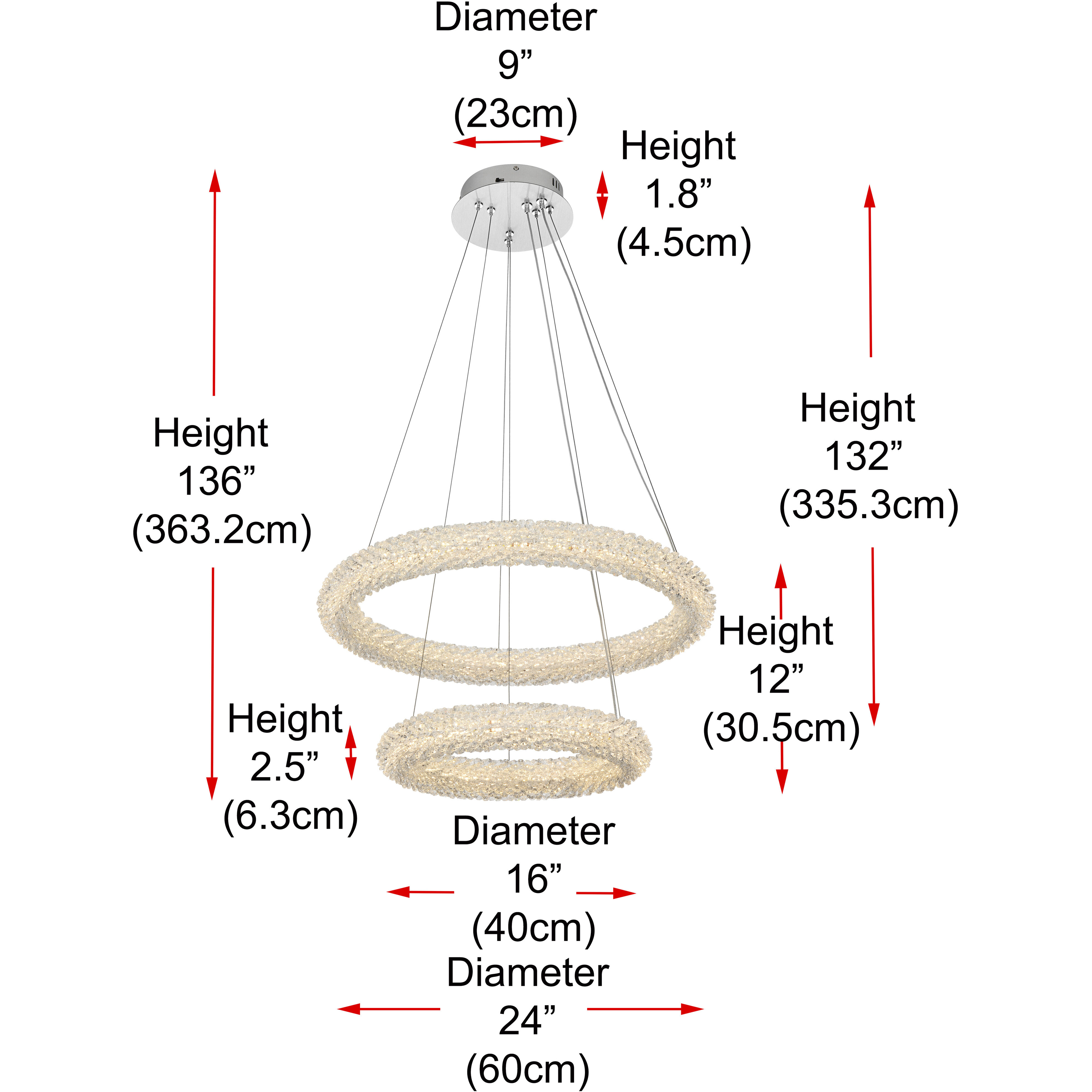 Bowen 2 Light 24 inch Chrome Chandelier Ceiling Light