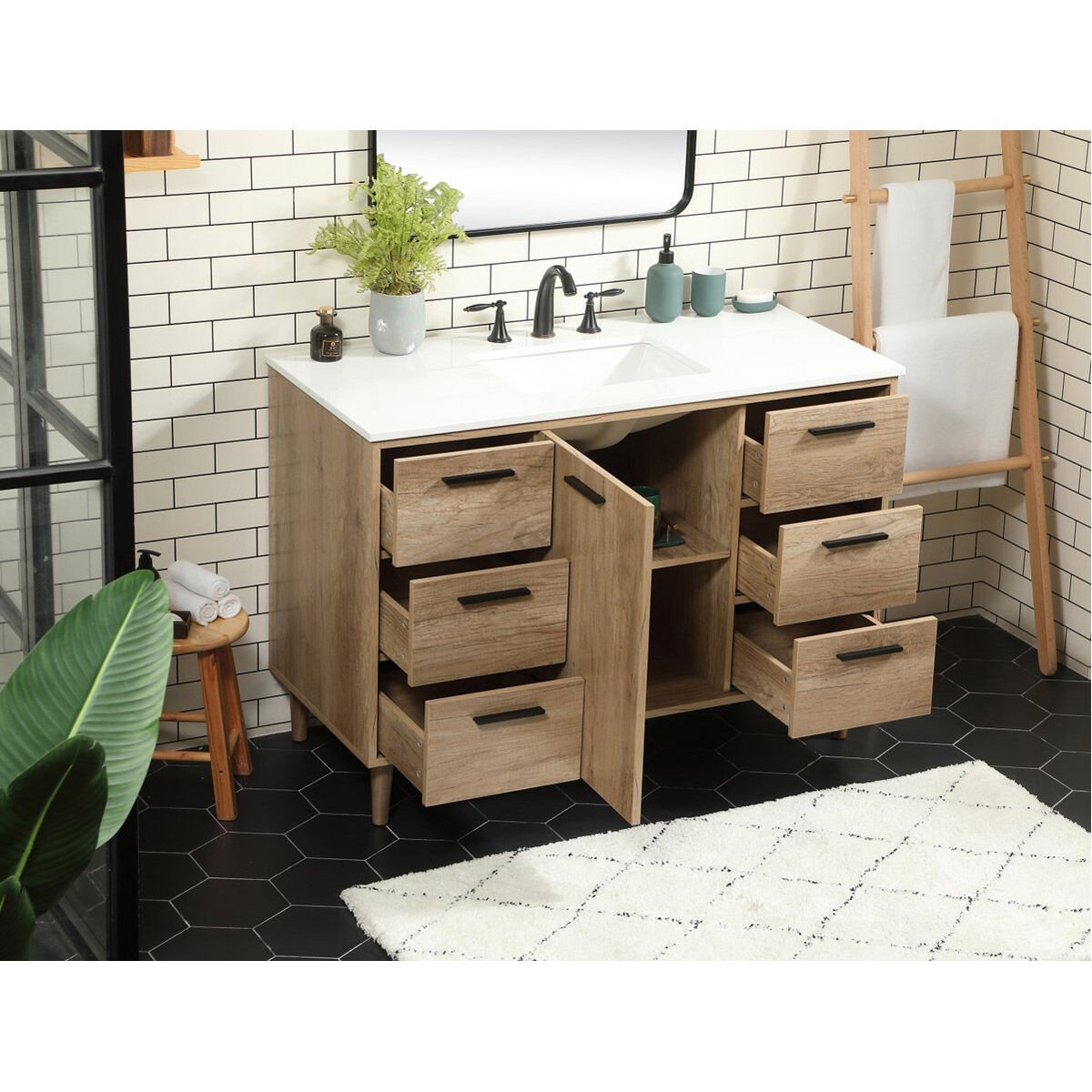 Baldwin 48 X 22 X 34 inch Natural Oak Vanity Sink Set