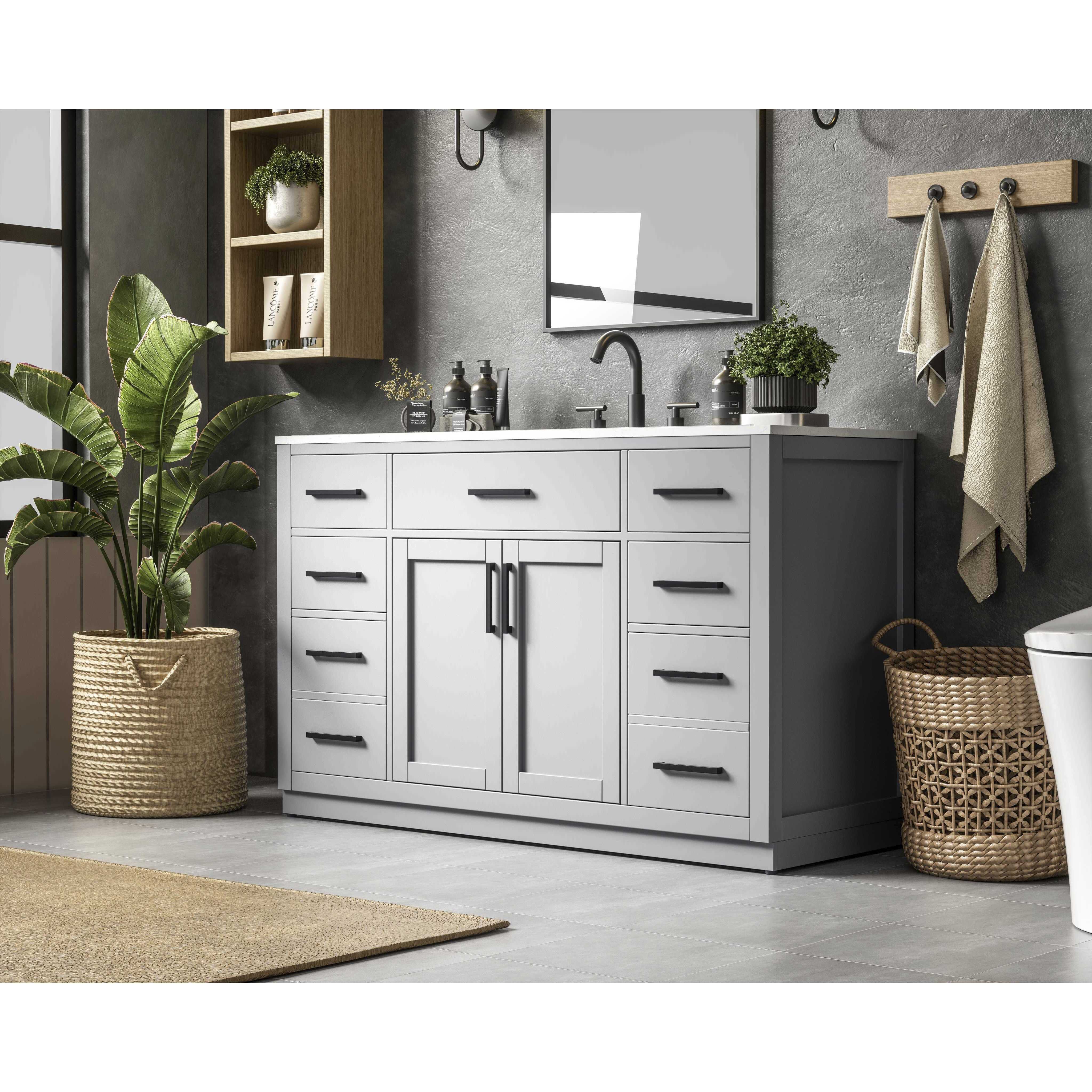 Alden 54 X 35 inch Grey Bathroom Vanity Cabinet
