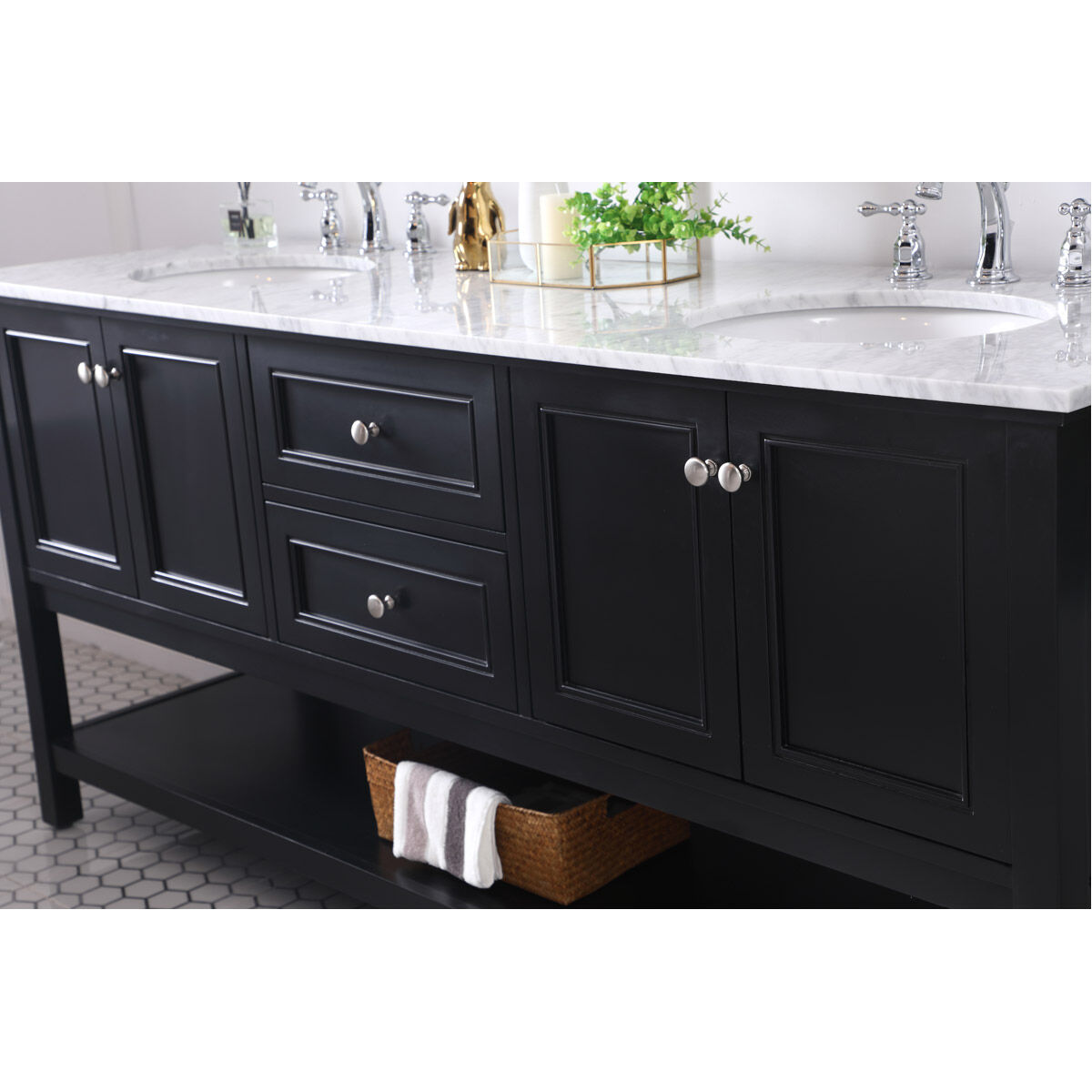 Metropolis 72 X 22 X 34 inch Black Vanity Sink Set
