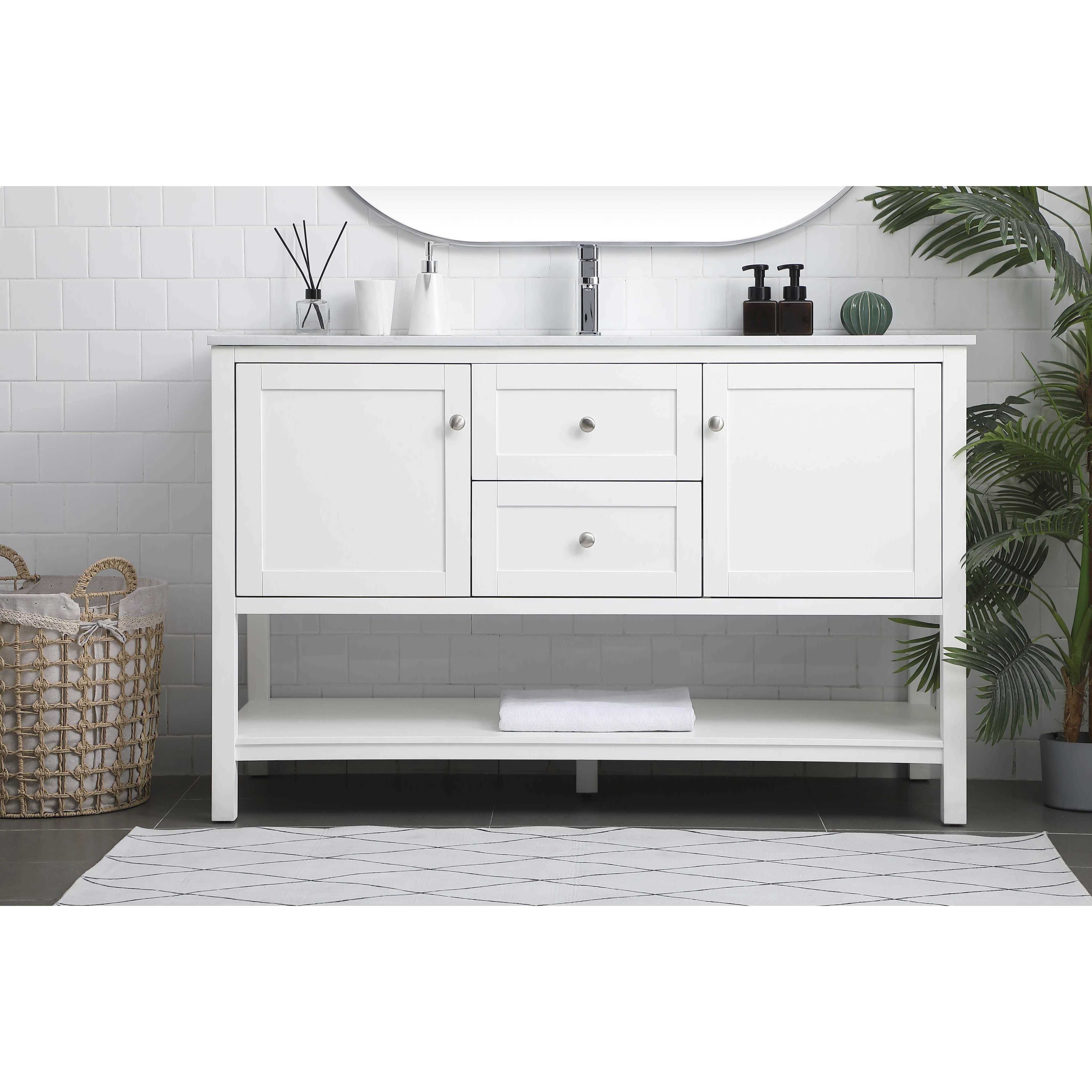 Heath 54 X 21.5 X 35 inch White Vanity Sink Set